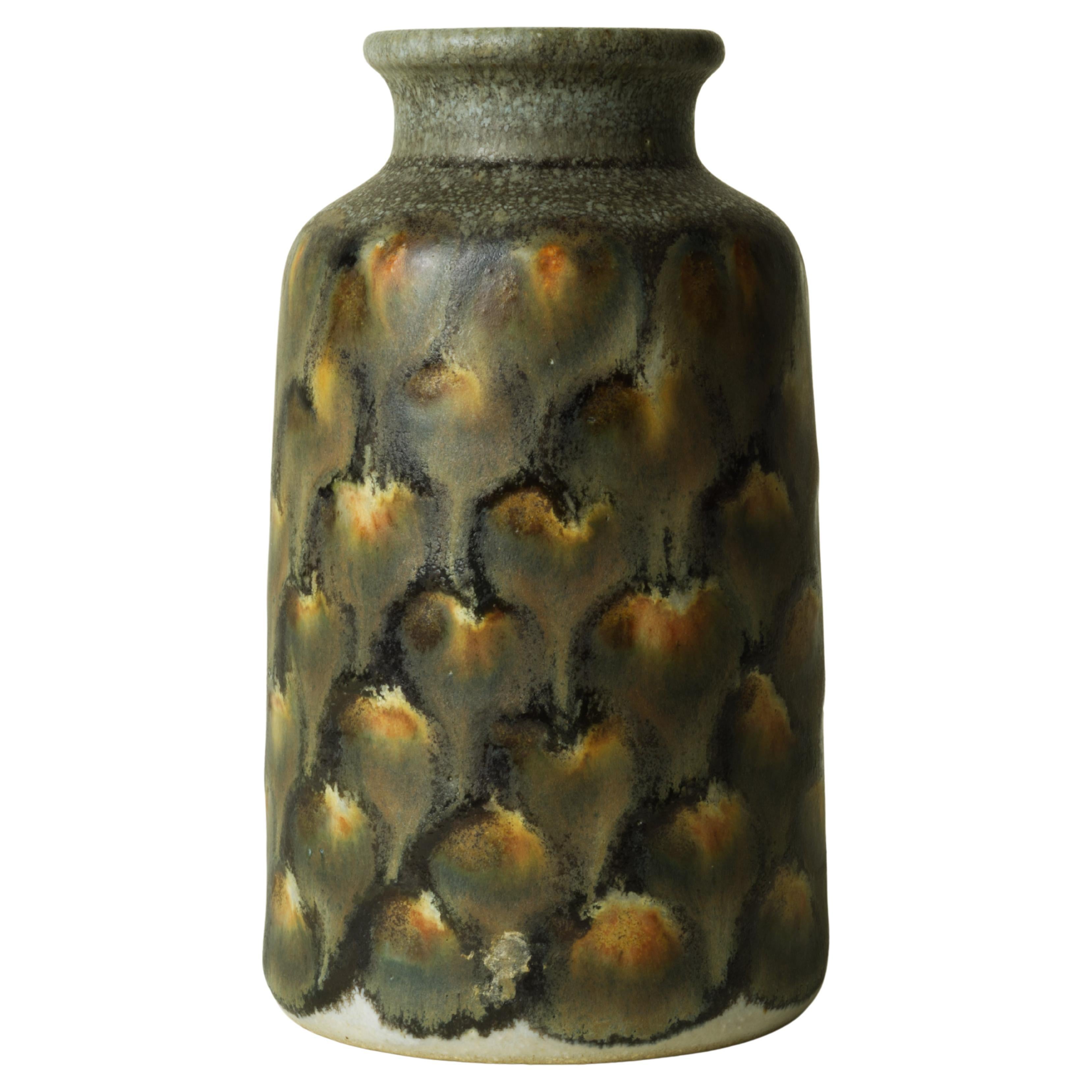 Small Studio Pottery Vase by Jim Fineman in Peacock Glaze For Sale