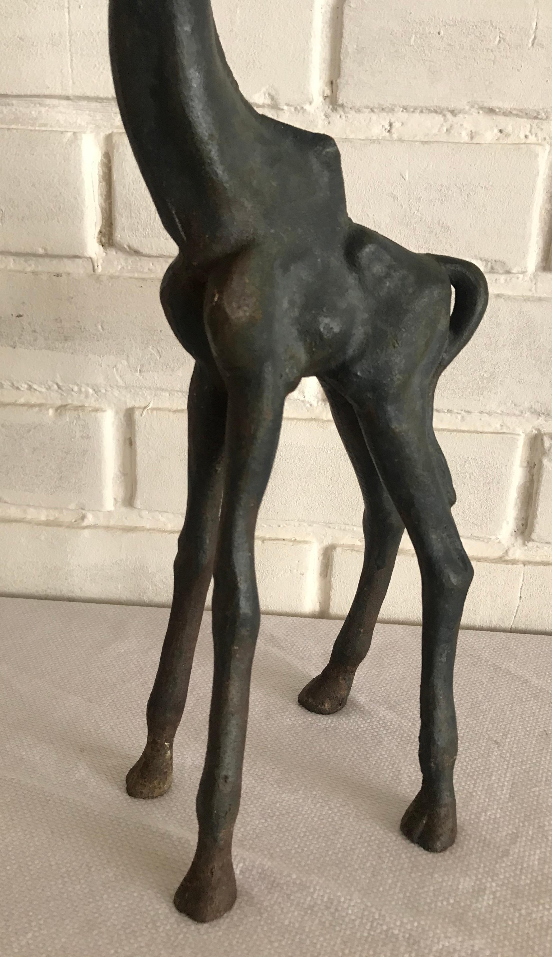 Mid-Century Modern Small Stunning Cast Iron Giraffe Sculpture, 1960s