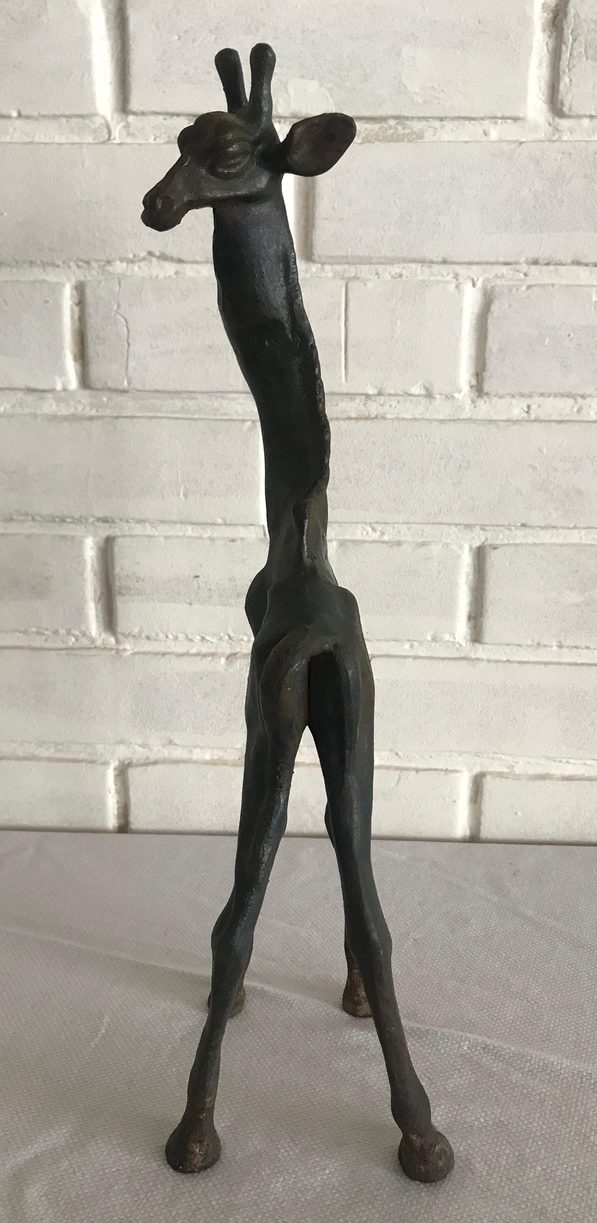 Mexican Small Stunning Cast Iron Giraffe Sculpture, 1960s