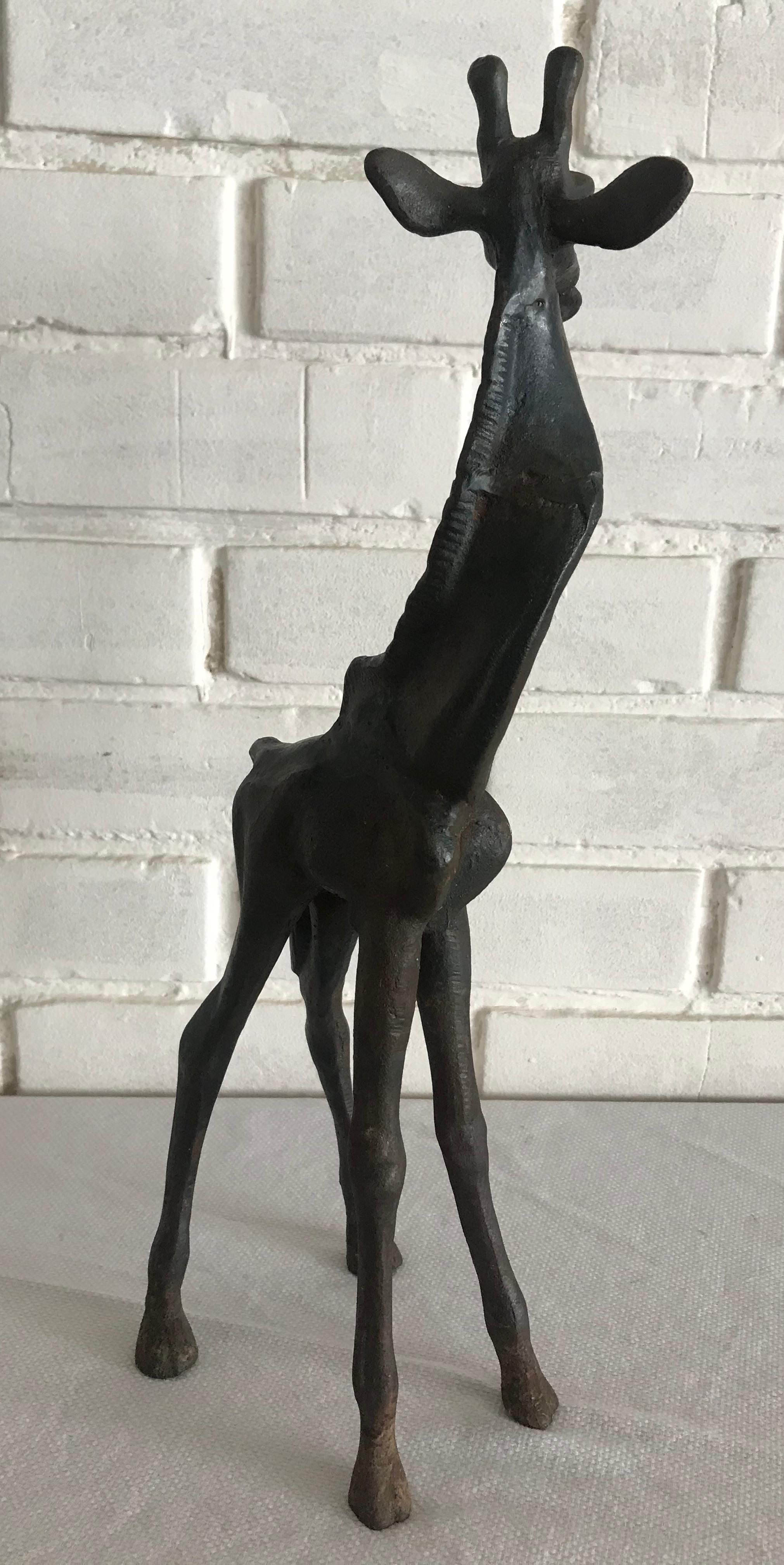 Mid-20th Century Small Stunning Cast Iron Giraffe Sculpture, 1960s