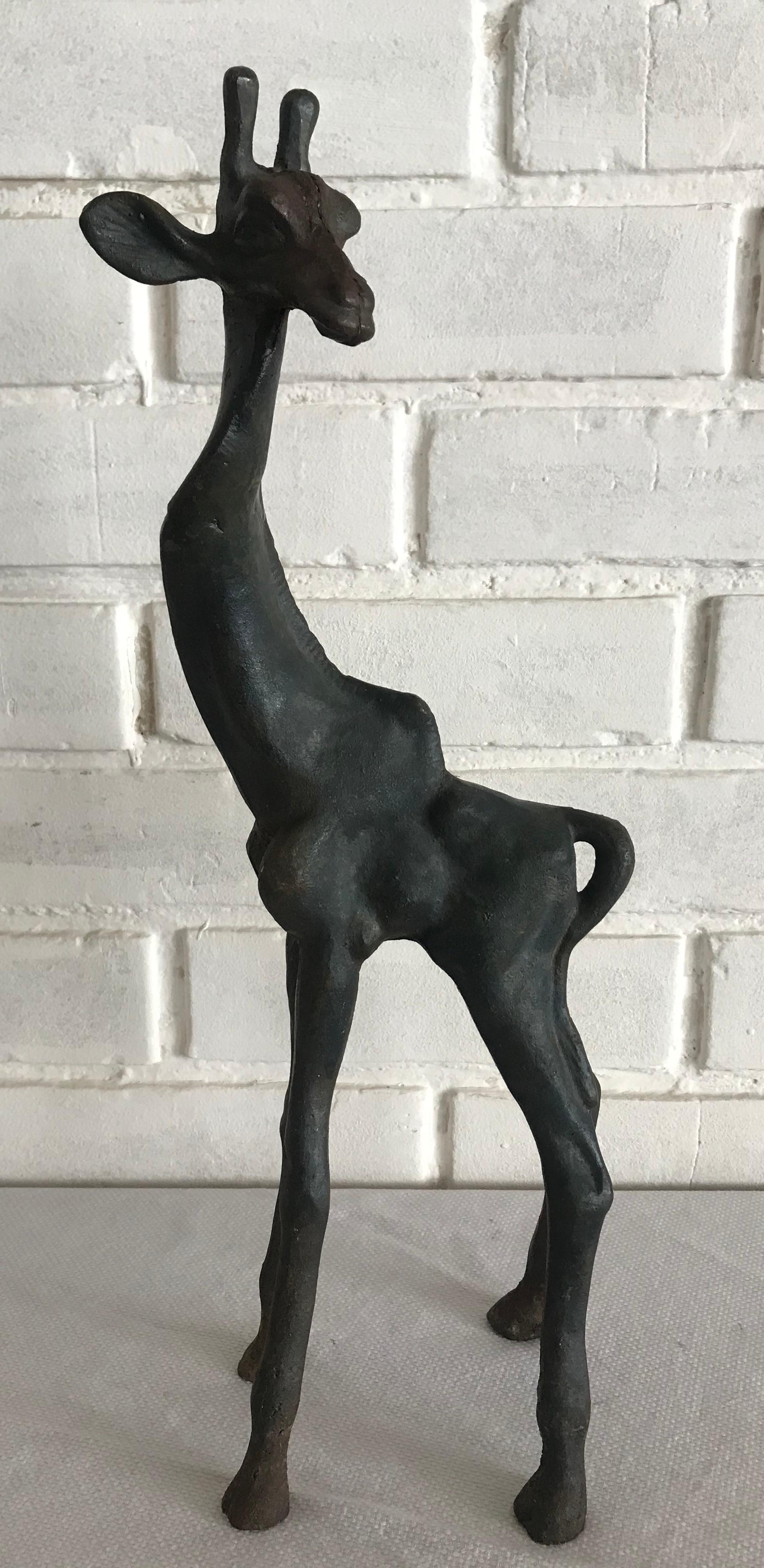 Small Stunning Cast Iron Giraffe Sculpture, 1960s 2