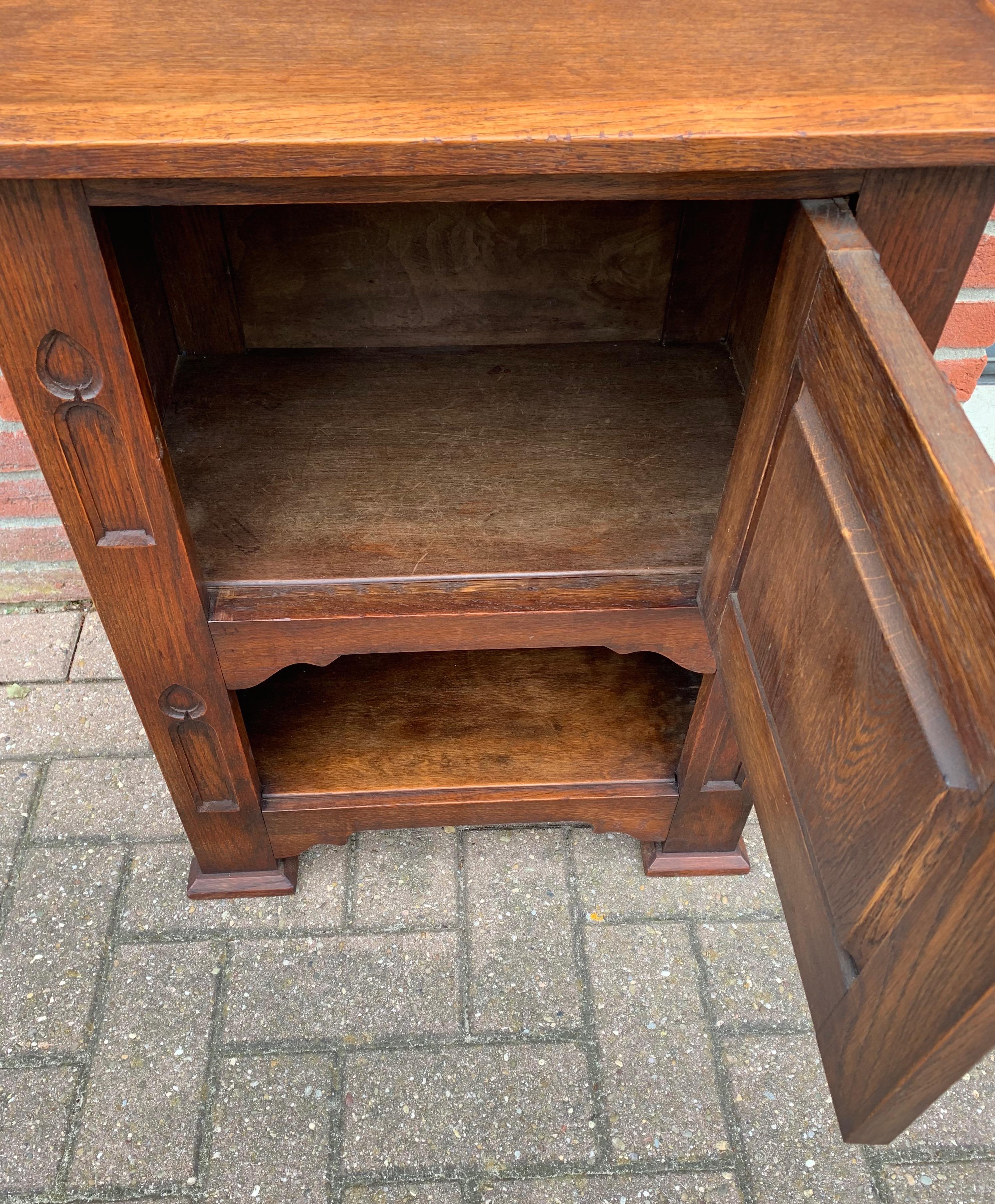 Small and Stunning Multi Purpose Gothic Revival Hand Carved Tiger Oak Cabinet 3