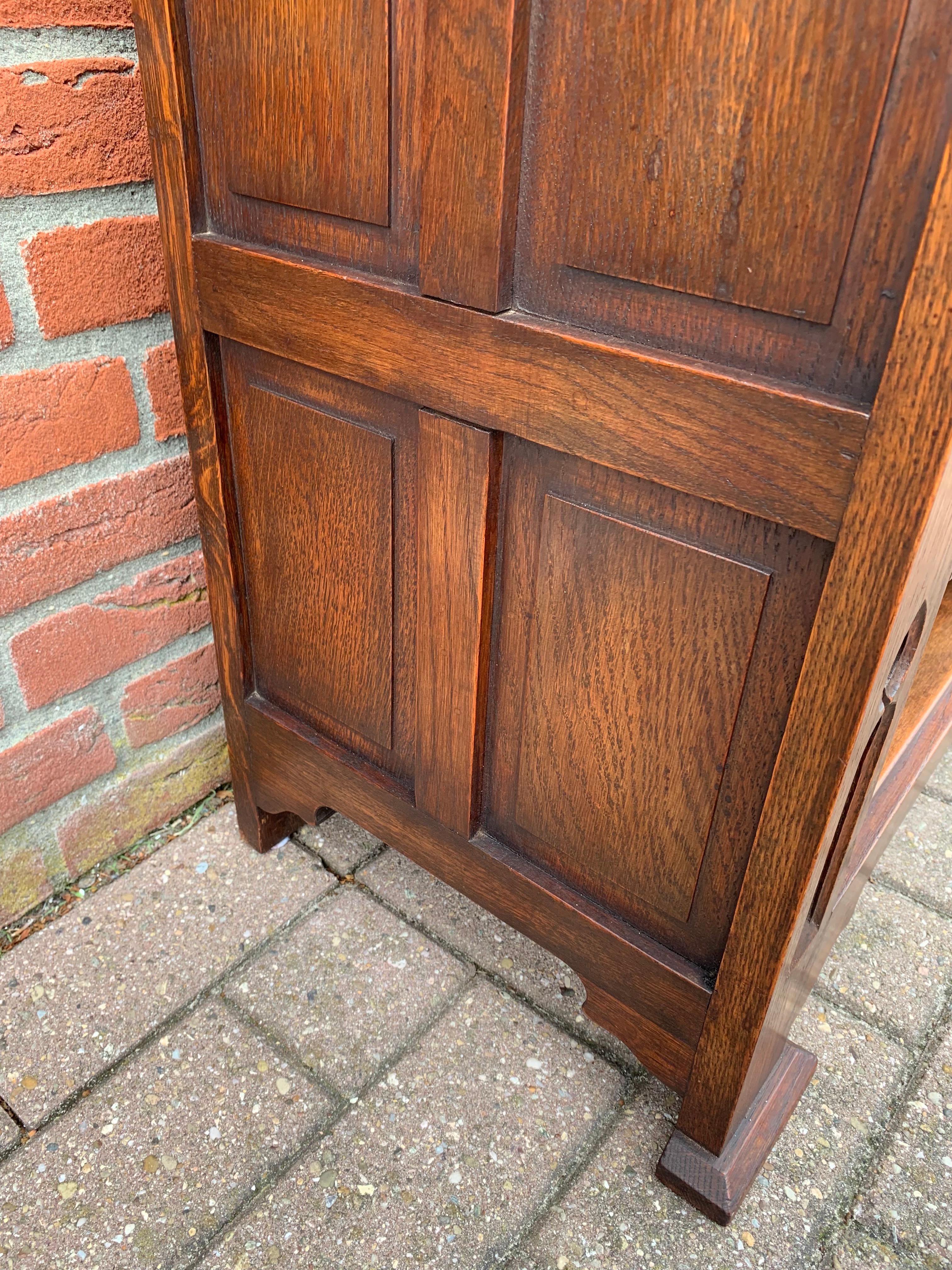 Small and Stunning Multi Purpose Gothic Revival Hand Carved Tiger Oak Cabinet 5