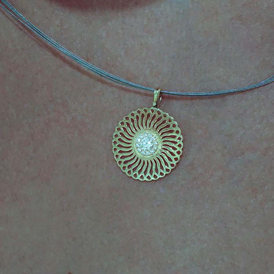white gold sunflower necklace
