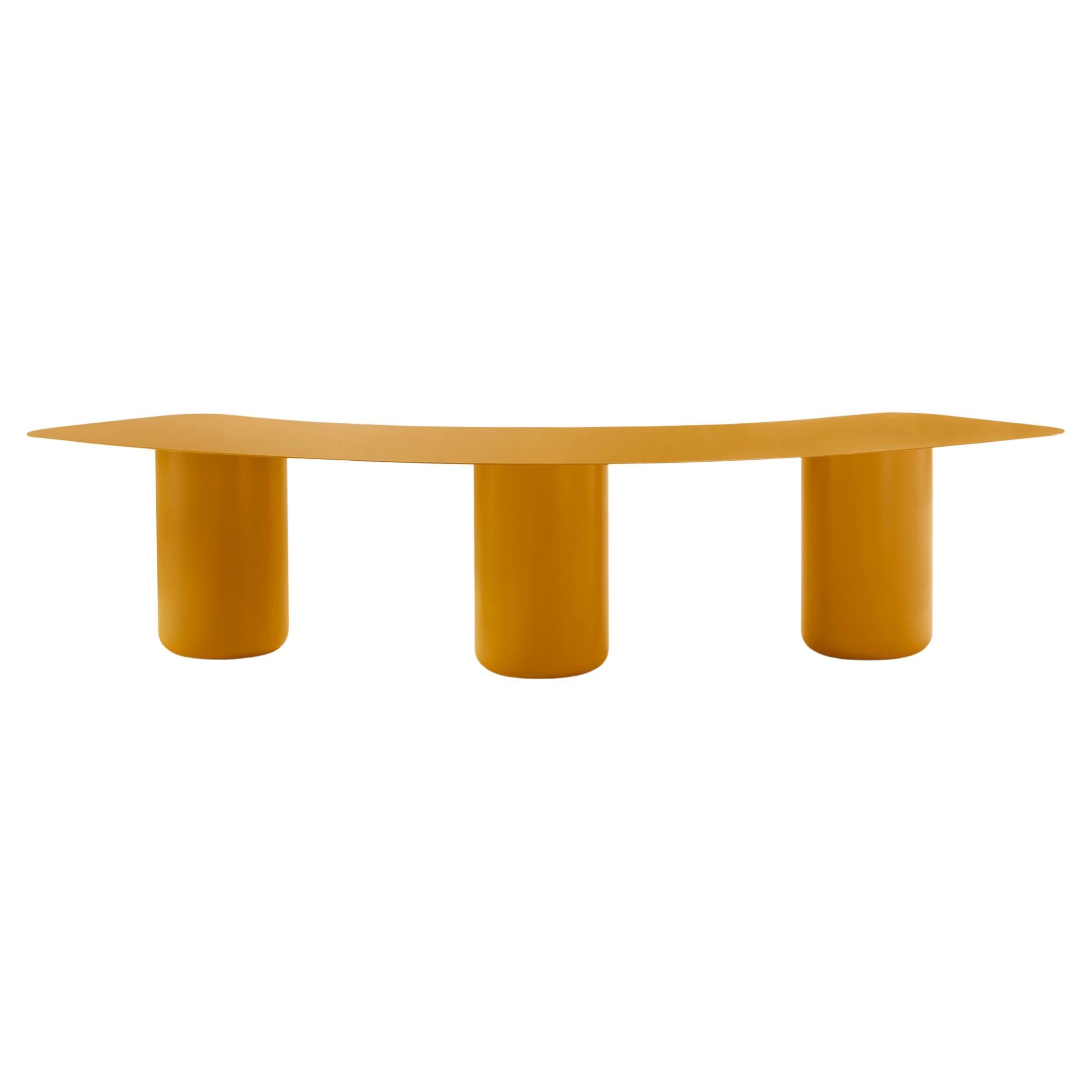 Small Sunshine Yellow Curved Bench by Coco Flip For Sale