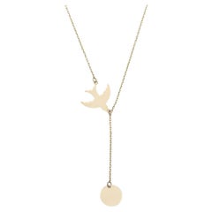 Small Swallow in Flight 14k gold Necklace. Gold Bird Necklace.