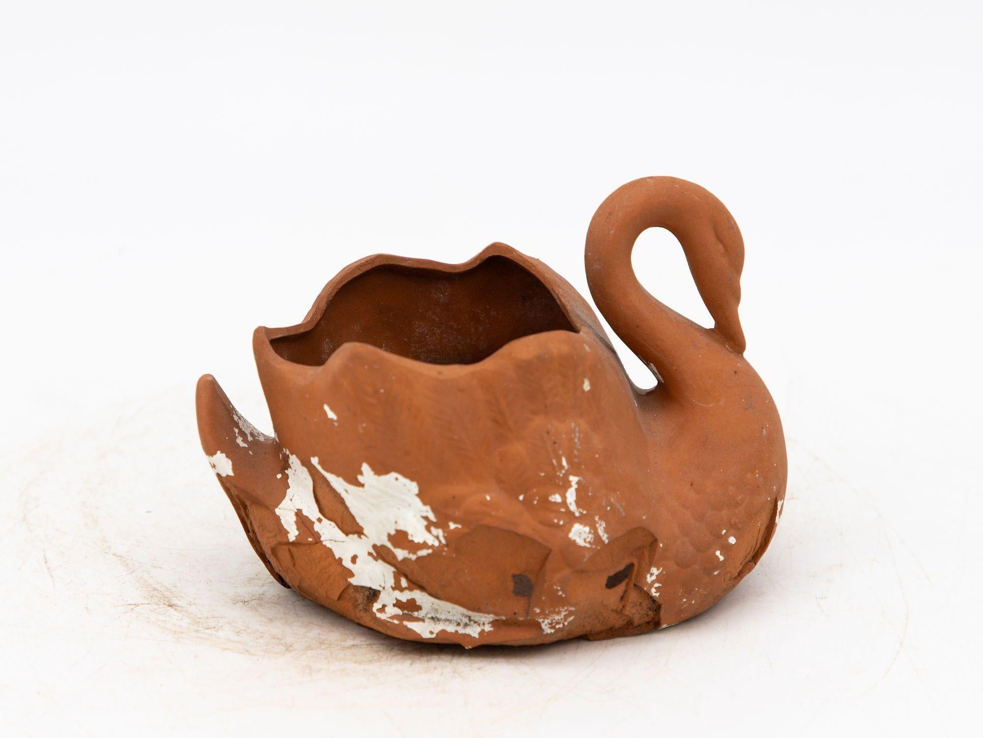 Small Swan Terracotta Vase or Planter, English Late 20th C For Sale 1