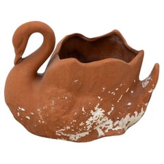Retro Small Swan Terracotta Vase or Planter, English Late 20th C