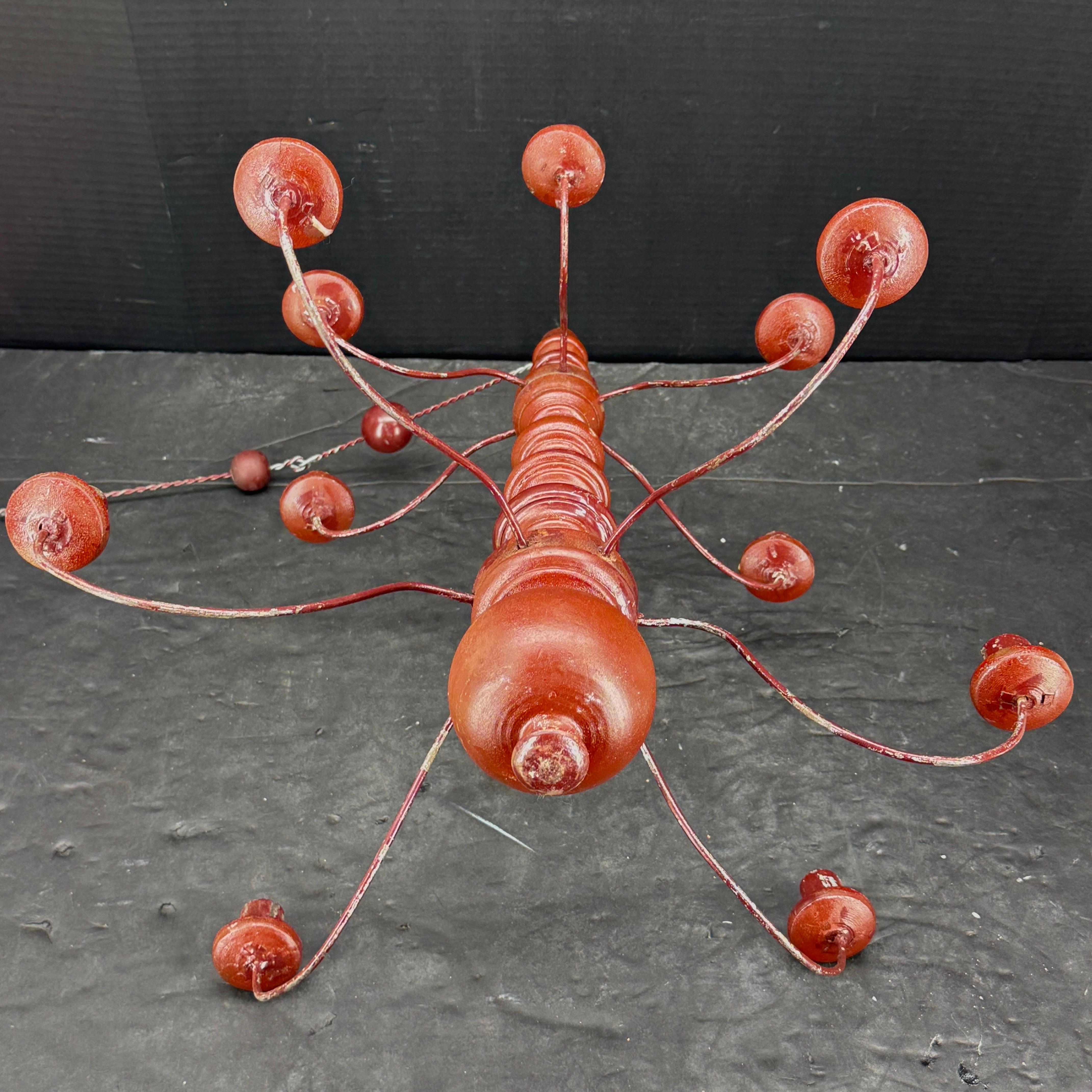 Small Swedish 12 Arm Red Wood and Wire Chandelier Light, 19th Century 8