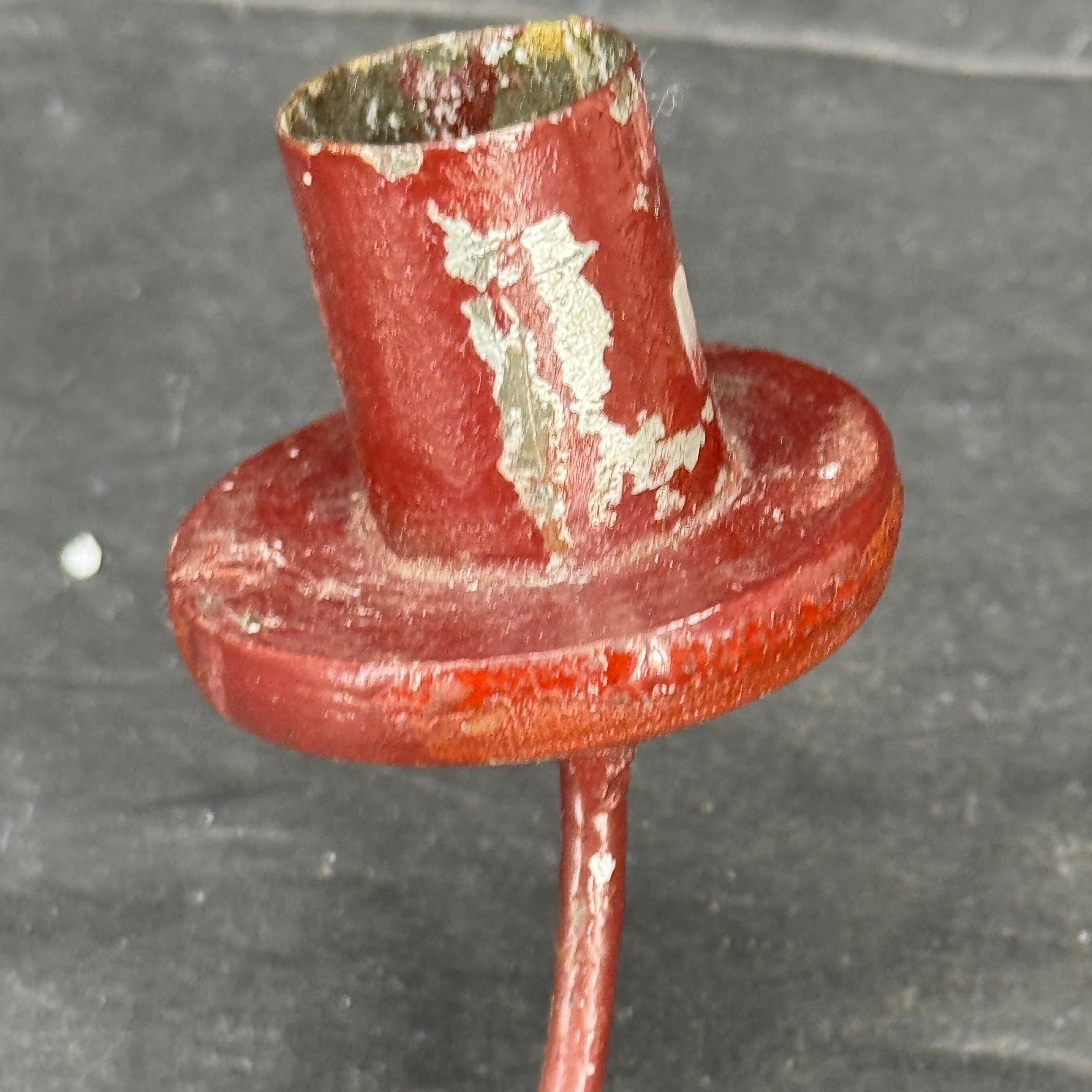Small Swedish 12 Arm Red Wood and Wire Chandelier Light, 19th Century 11