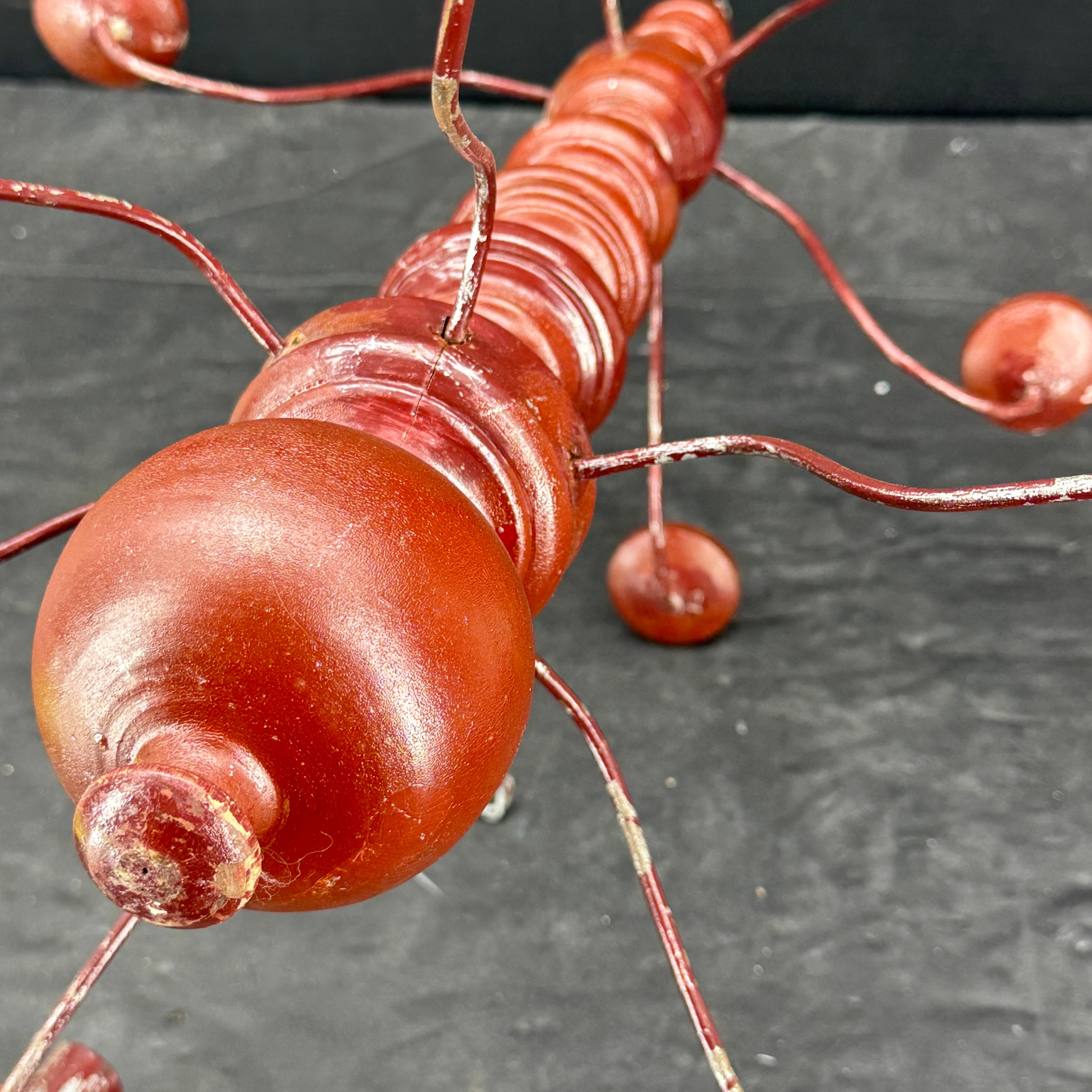 Small Swedish 12 Arm Red Wood and Wire Chandelier Light, 19th Century 13