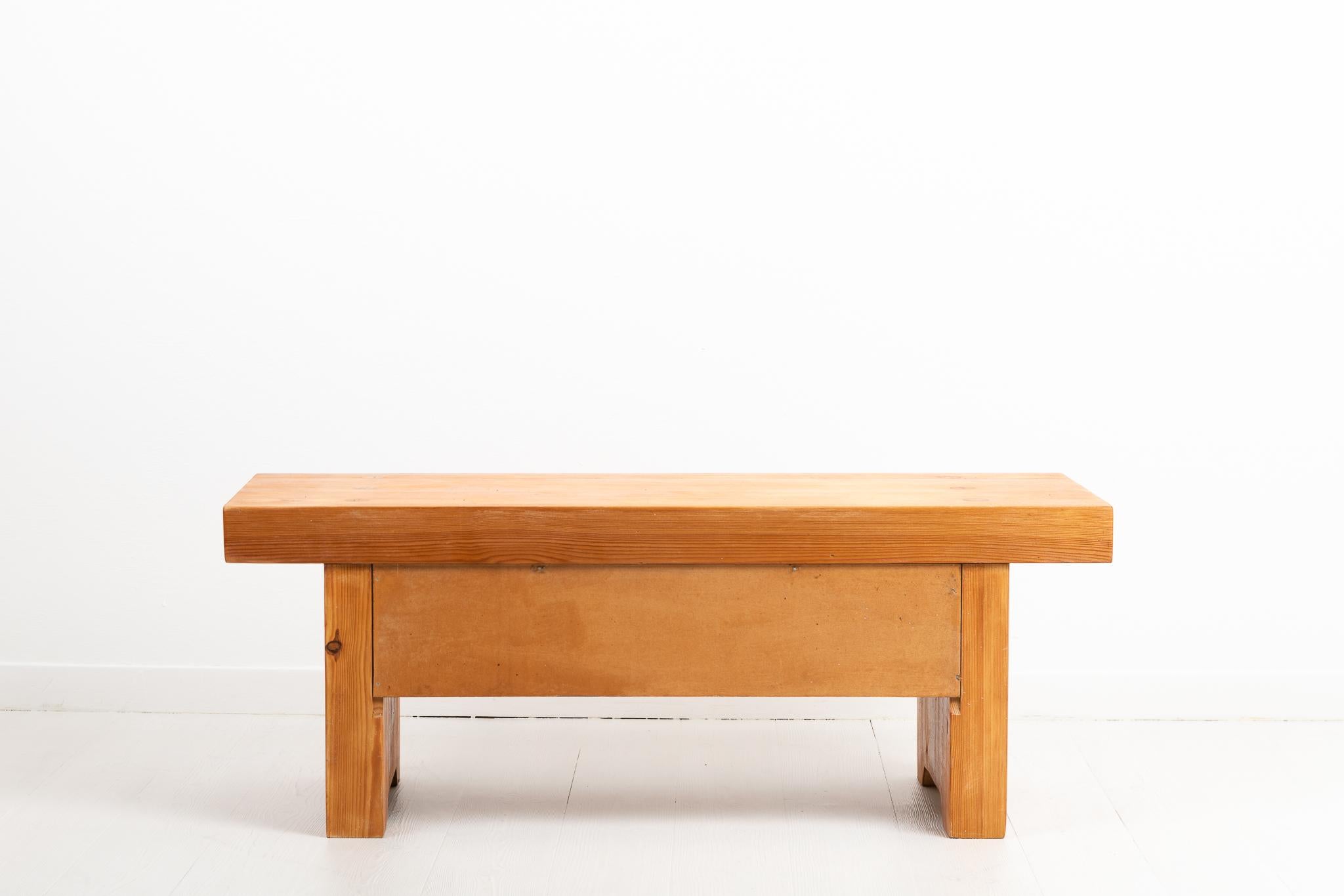 Mid-Century Modern Small Swedish 20th Century Low Pine Bench For Sale