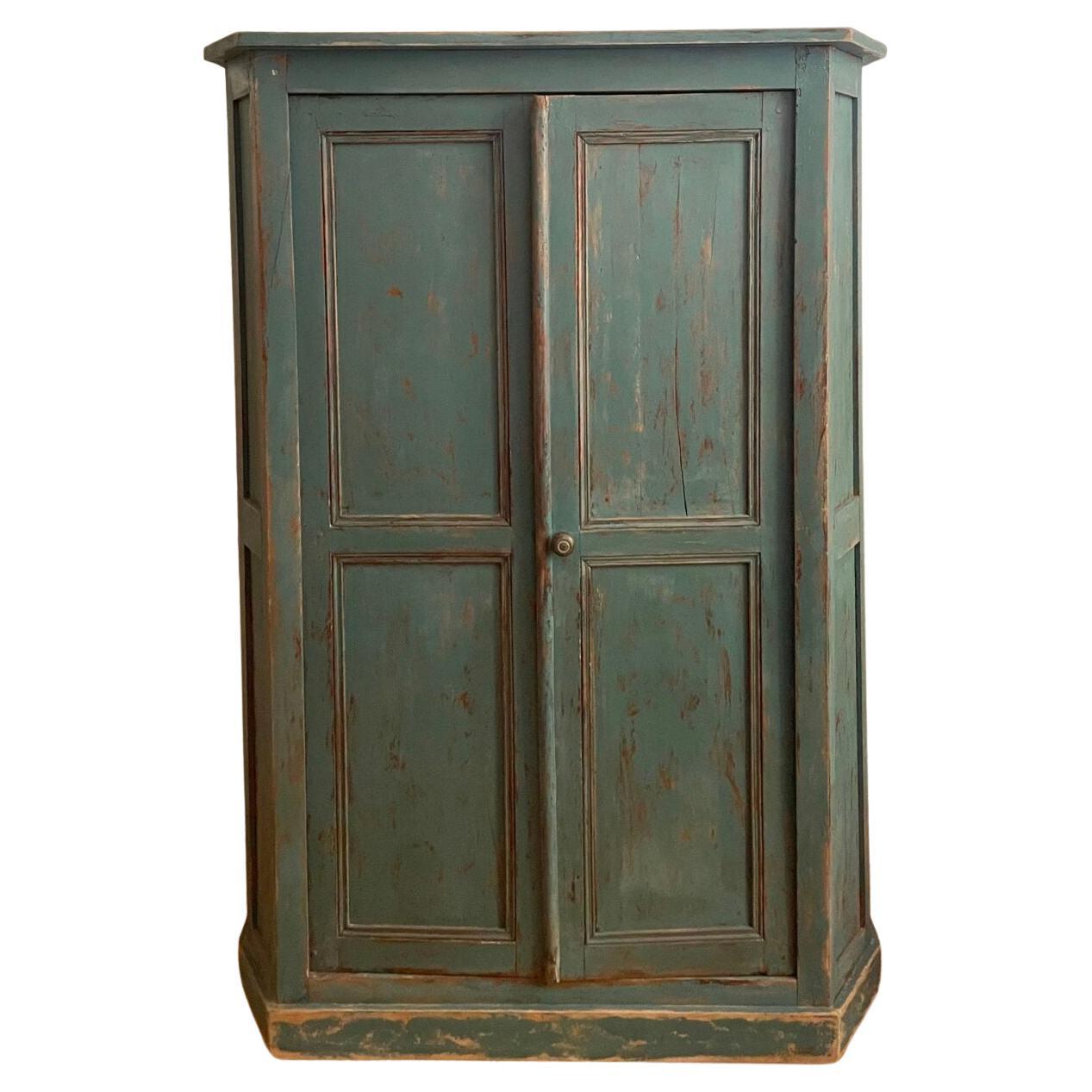Small Swedish Blue Wardrobe For Sale