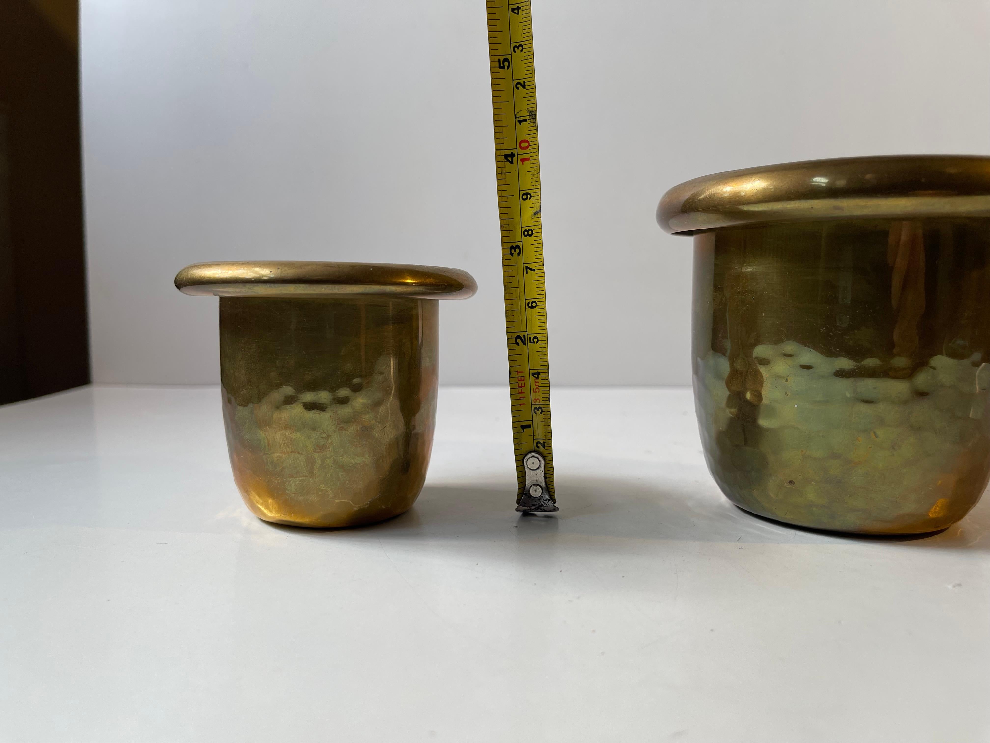 Small Swedish Grace Planters in Hammered Brass For Sale 1