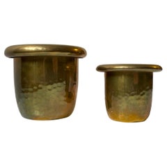 Small Swedish Grace Planters in Hammered Brass
