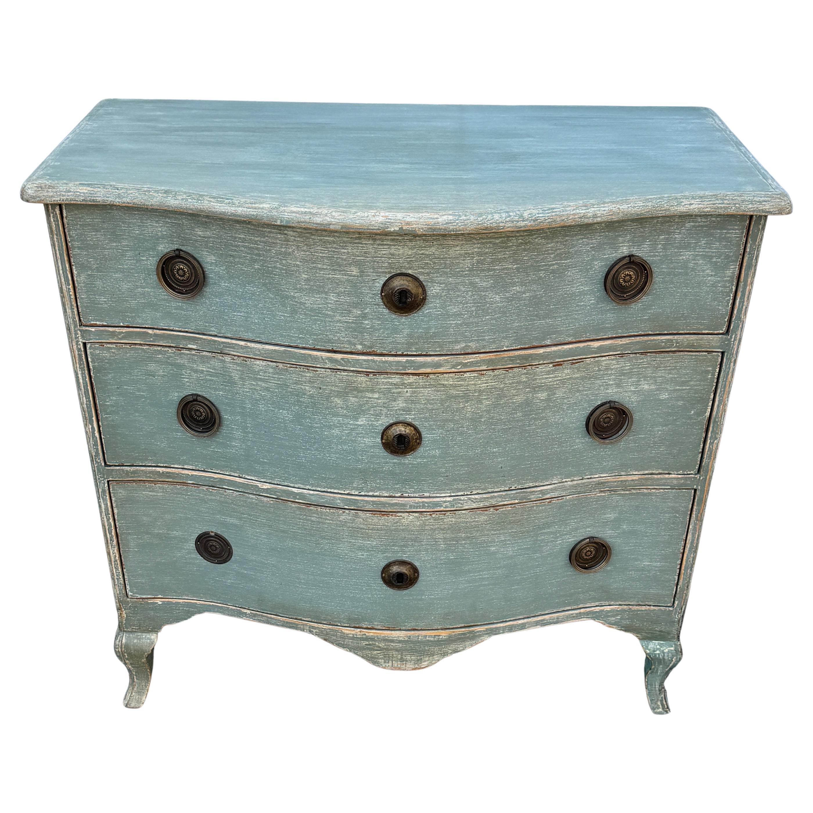 Hand-Carved Small Swedish Gustavian Painted Commode or Chest of Drawers For Sale
