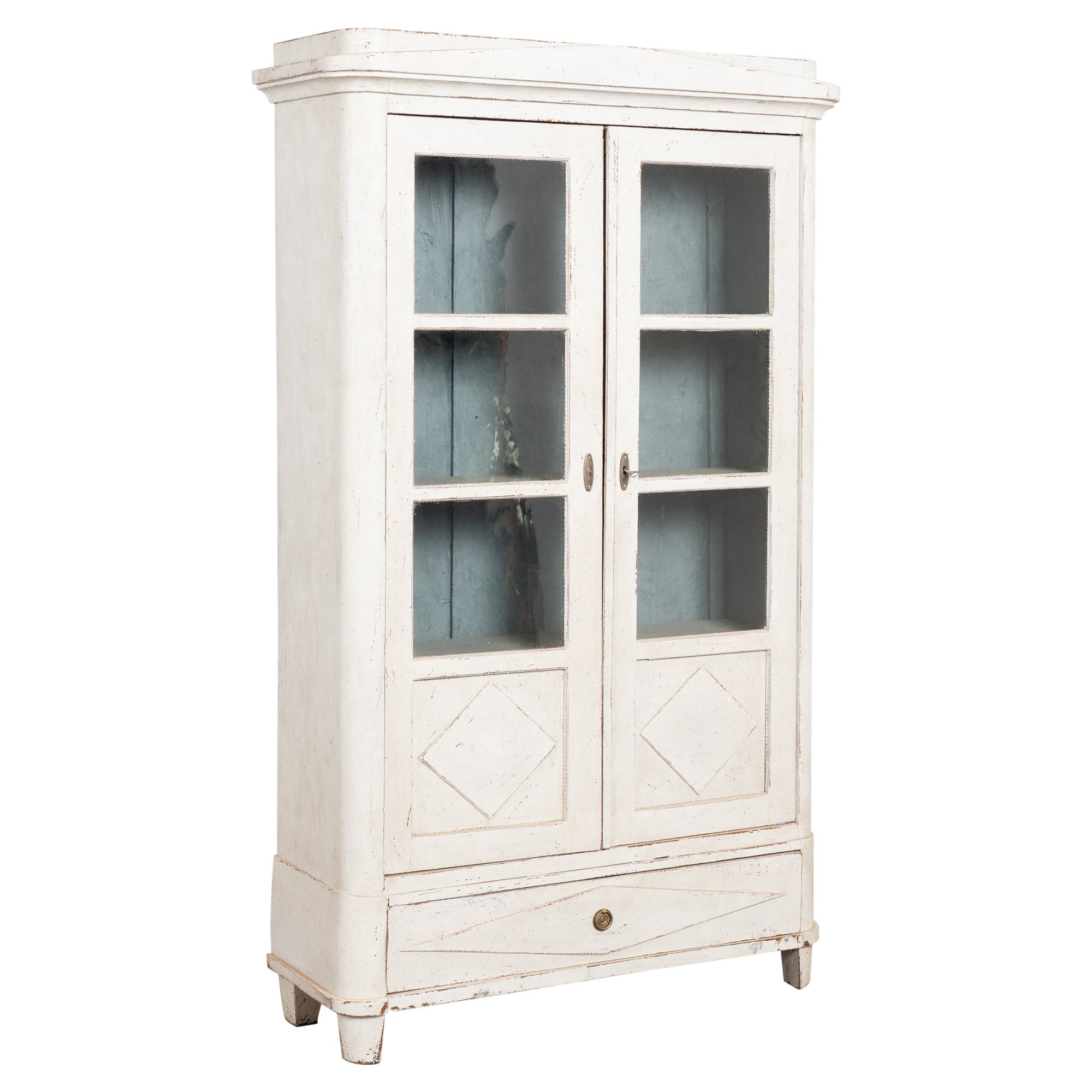 Small Swedish Gustavian pine bookcase featuring a professionally applied layered