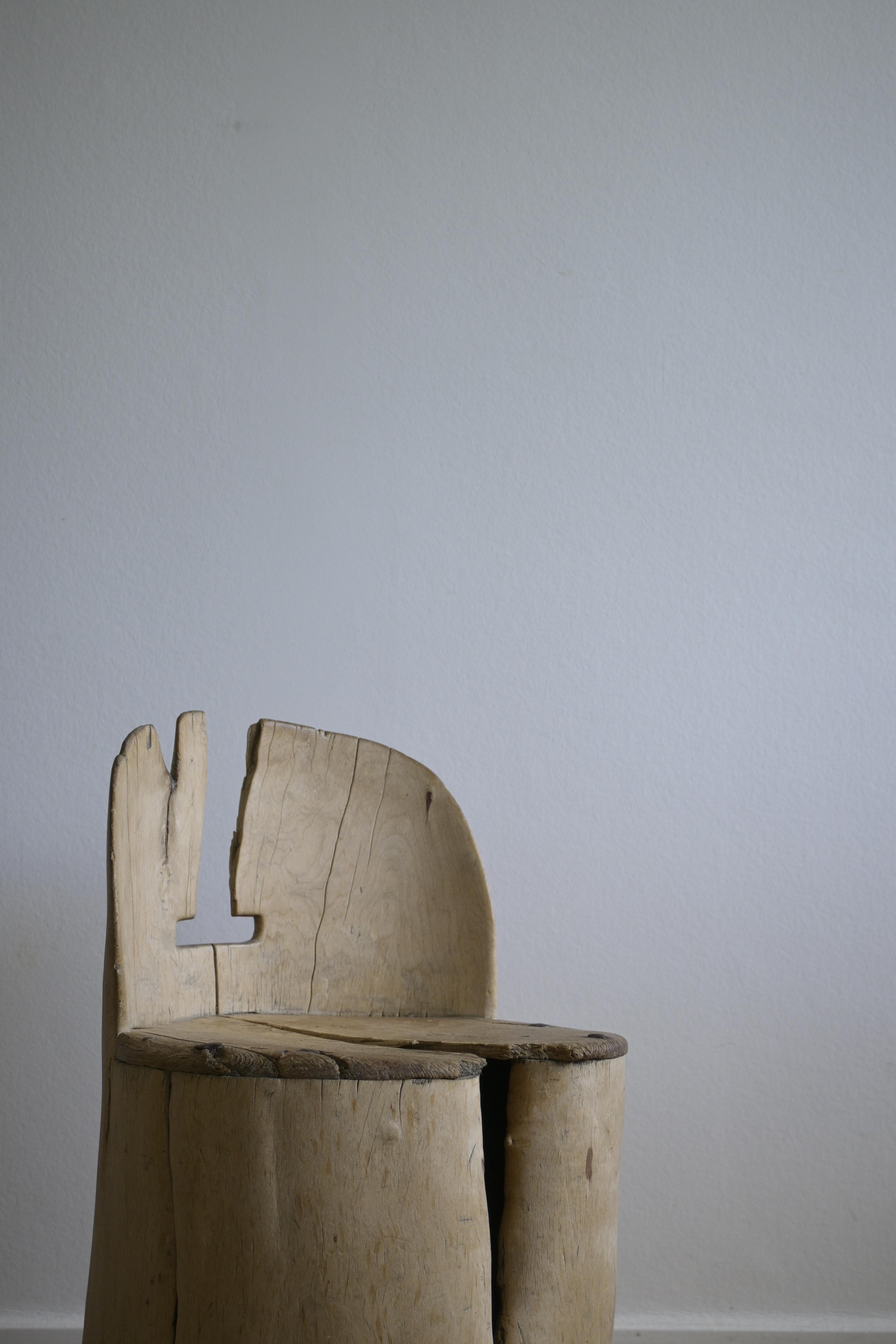 Hand-Carved Small Swedish Stump Chair ca 1790-1830