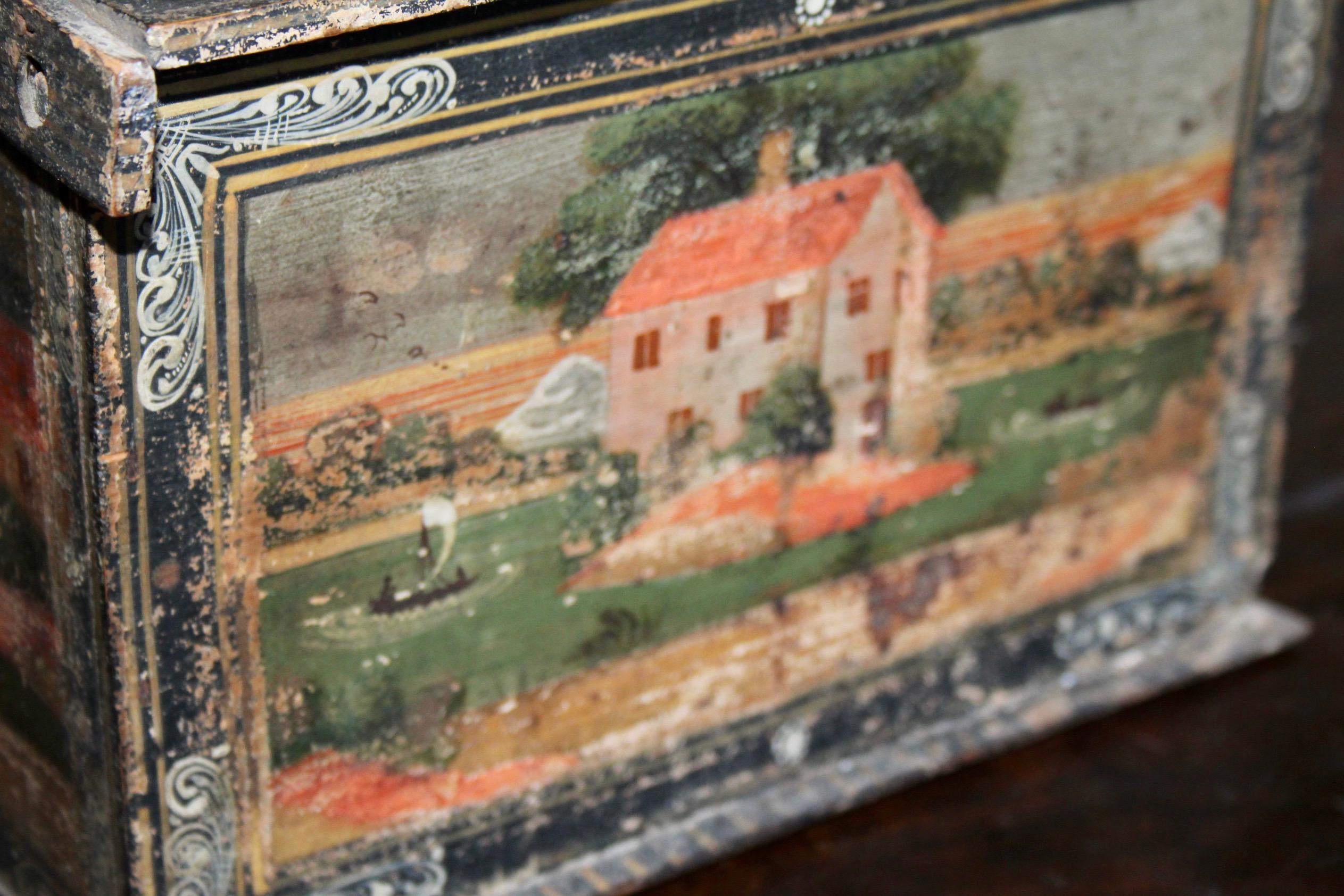 Small Swiss alp painted  cabinet In Good Condition For Sale In grand Lancy, CH