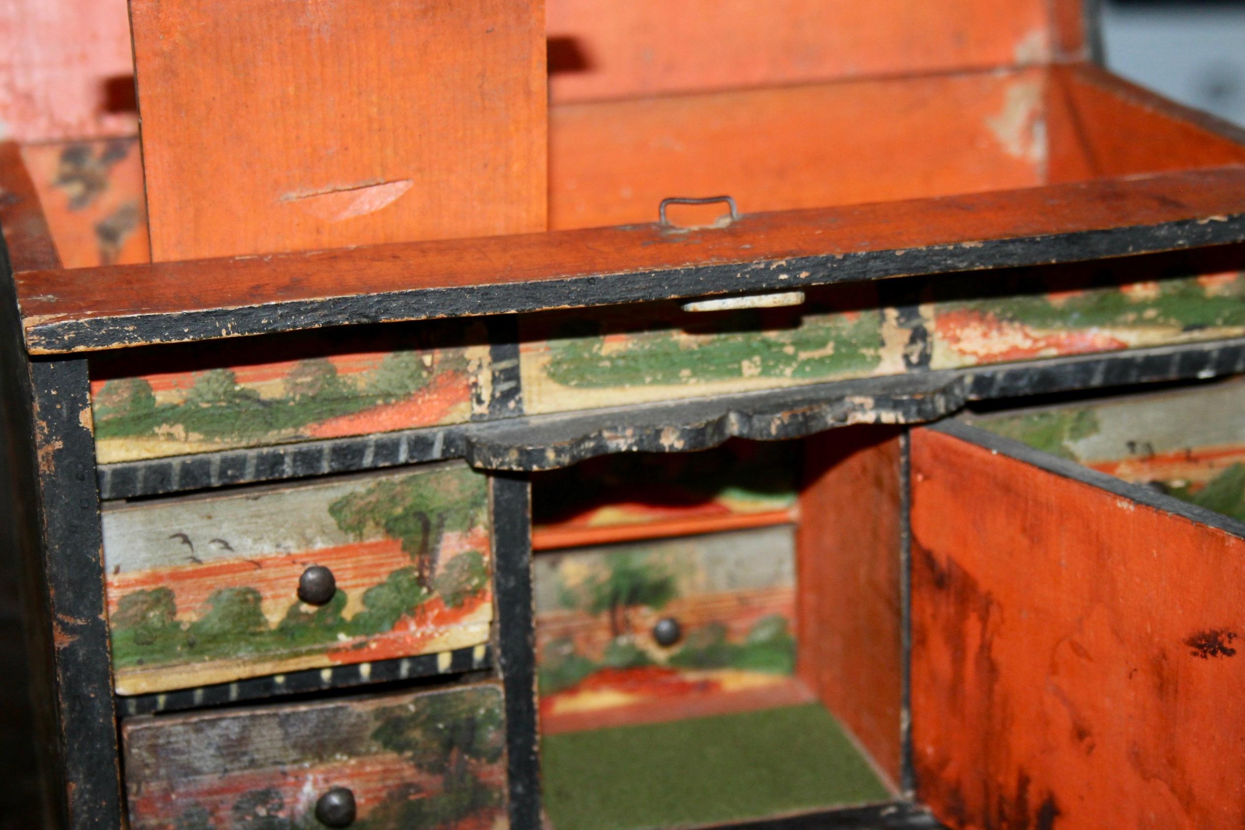 Small Swiss alp painted  cabinet For Sale 2