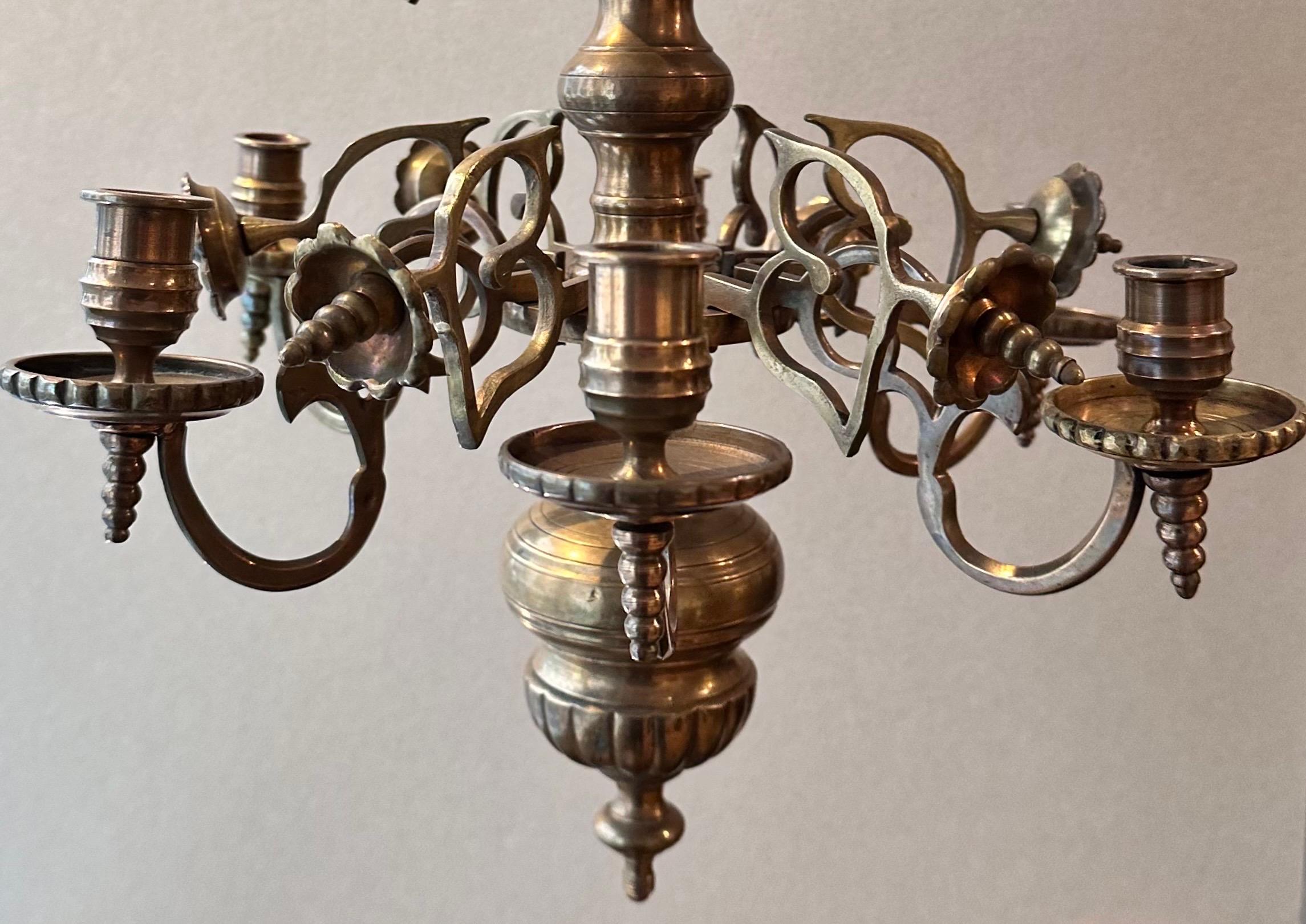 Small Synagogue Bronze Chandelier, 19th Century 17th Century Style For Sale 6