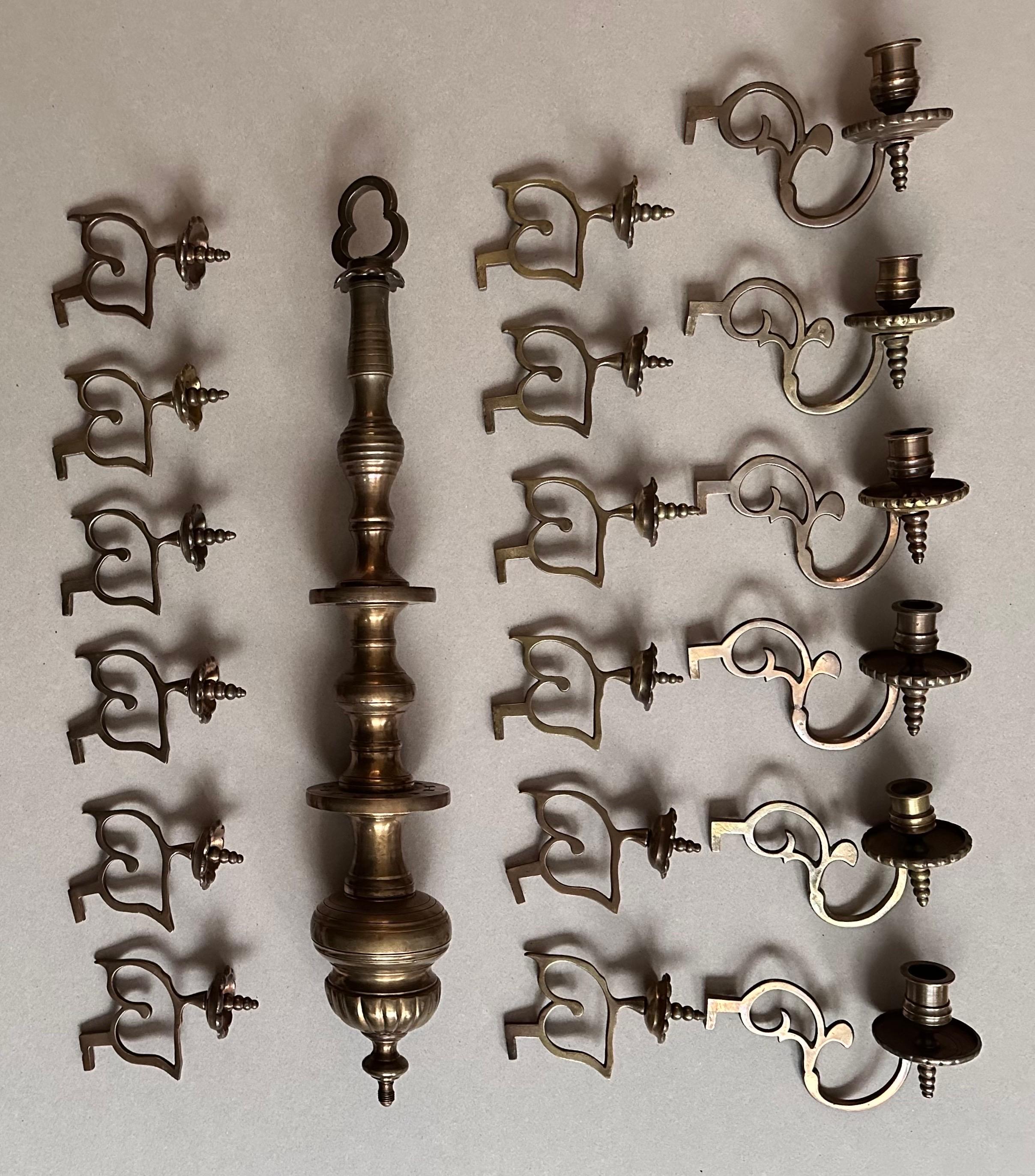 Small Synagogue Bronze Chandelier, 19th Century 17th Century Style For Sale 9