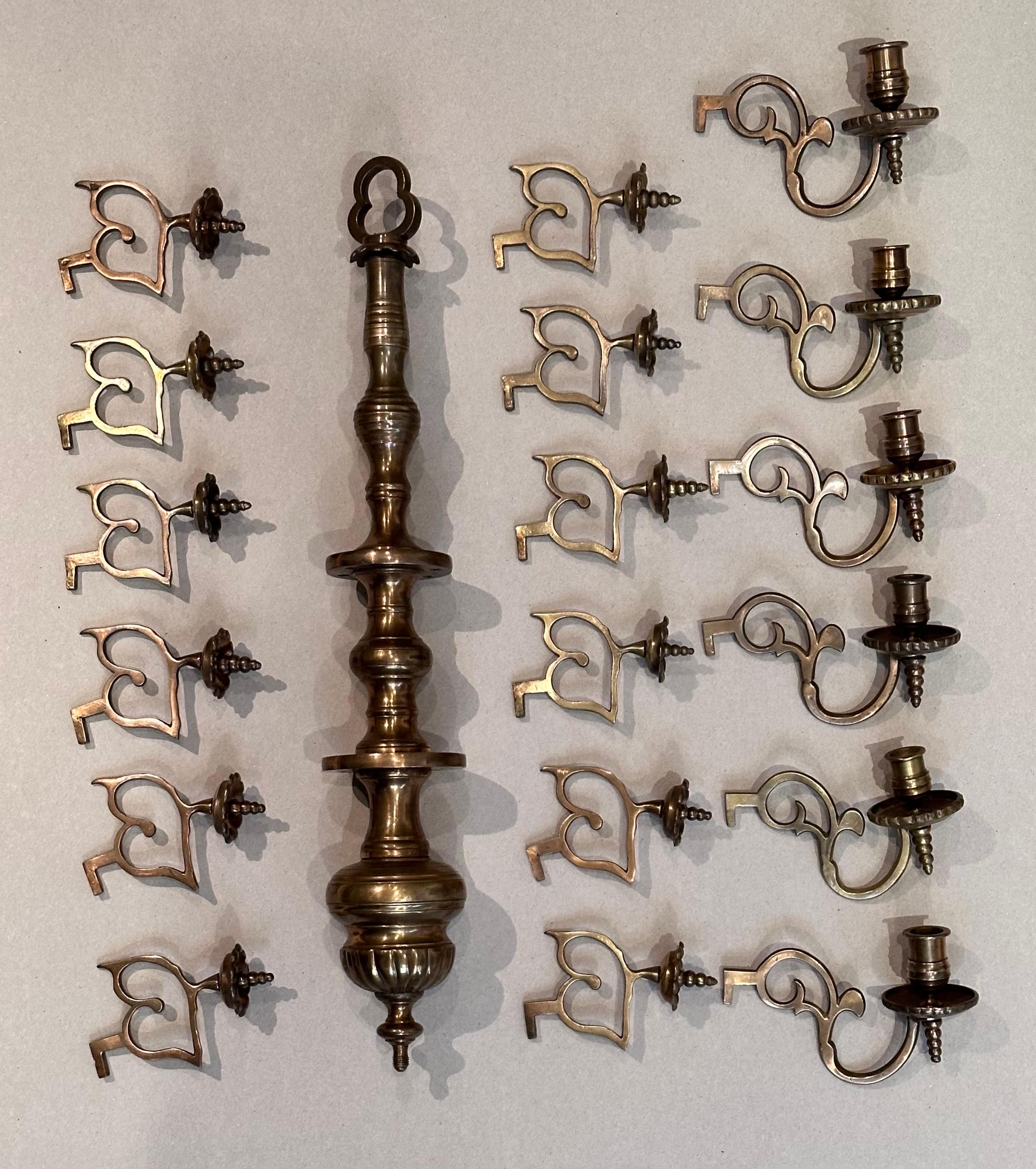 Small Synagogue Bronze Chandelier, 19th Century 17th Century Style For Sale 11