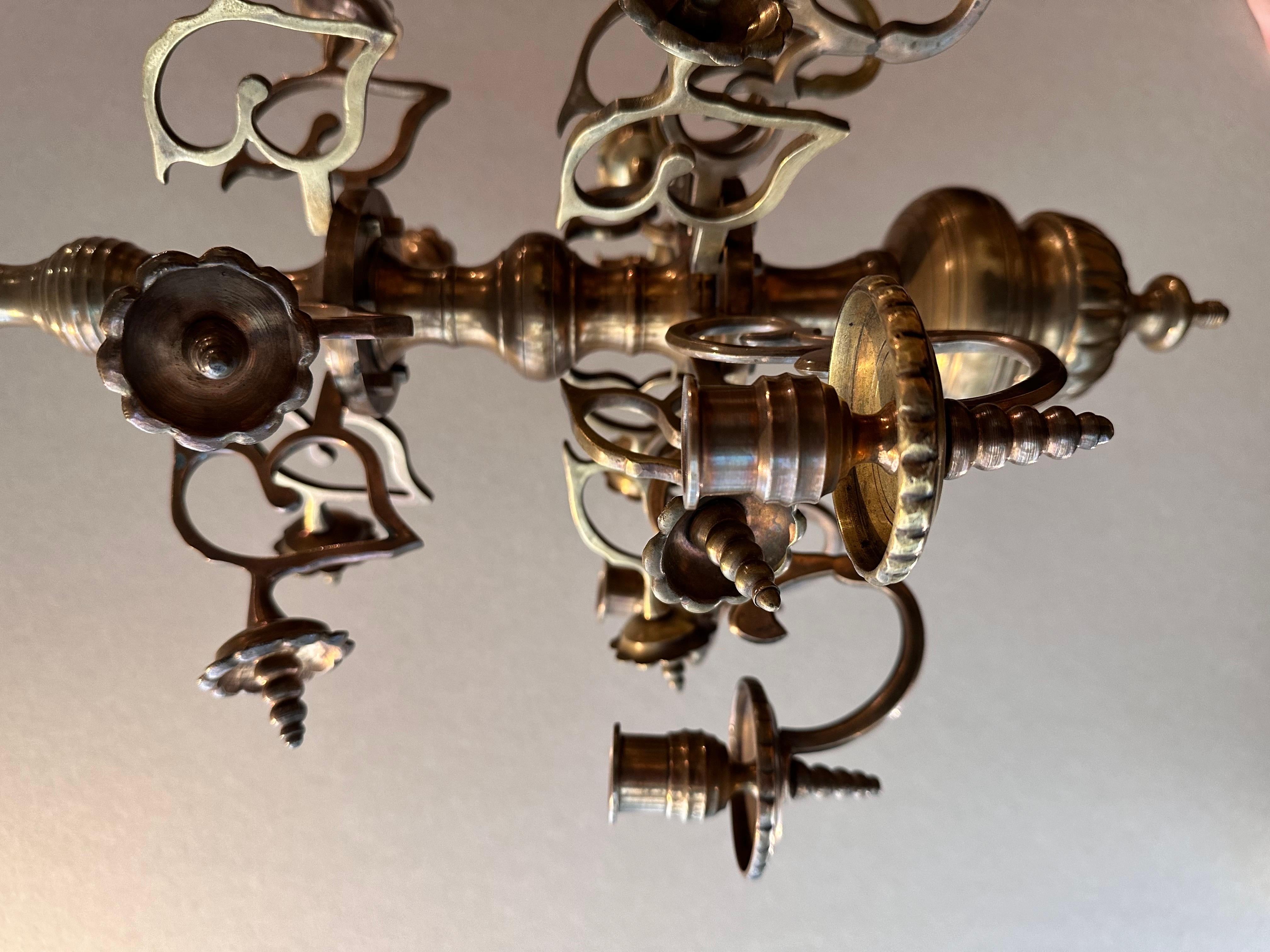 Gilt Small Synagogue Bronze Chandelier, 19th Century 17th Century Style For Sale