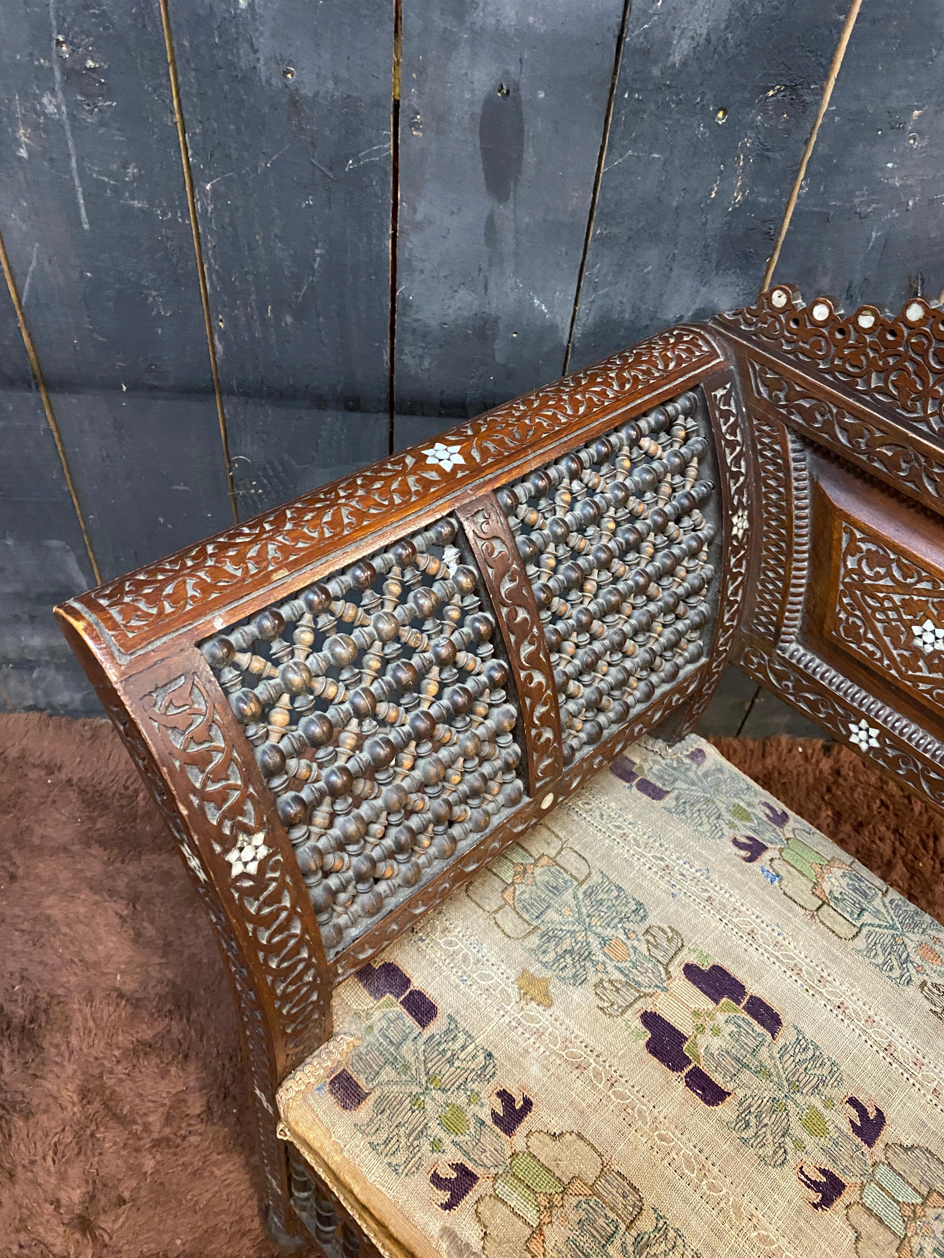 small Syrian bench, oriental work from the mid-19th century  For Sale 2