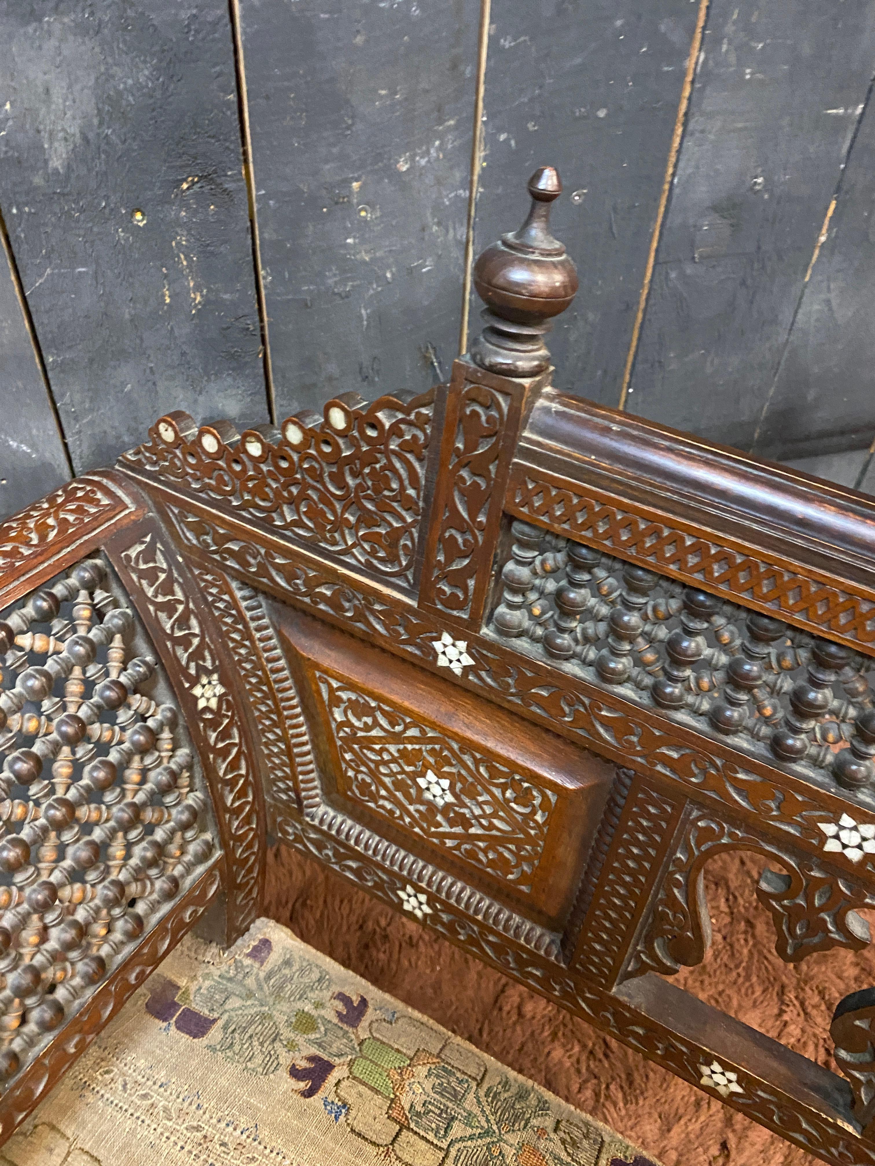 small Syrian bench, oriental work from the mid-19th century  For Sale 3