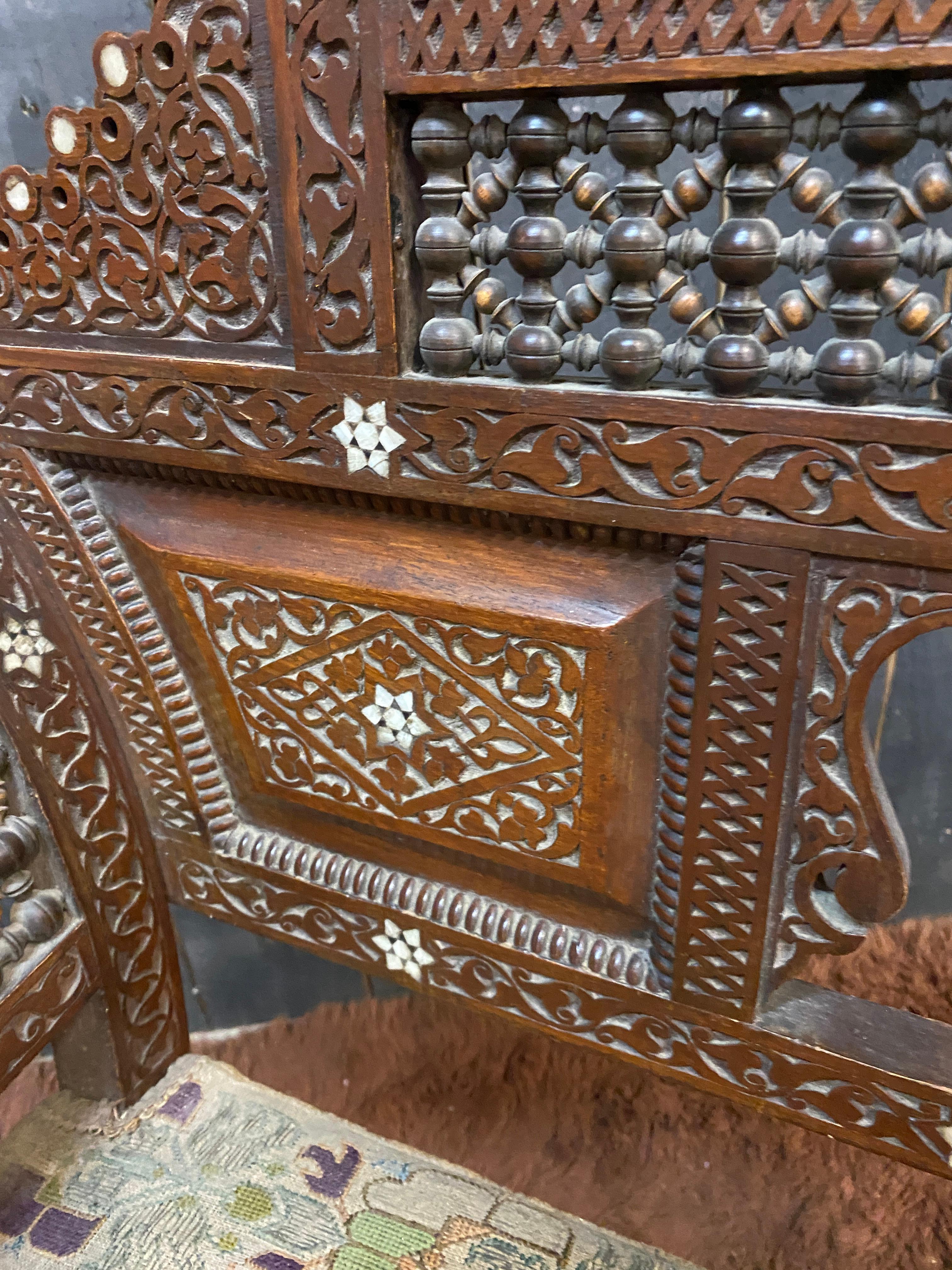 small Syrian bench, oriental work from the mid-19th century  For Sale 4