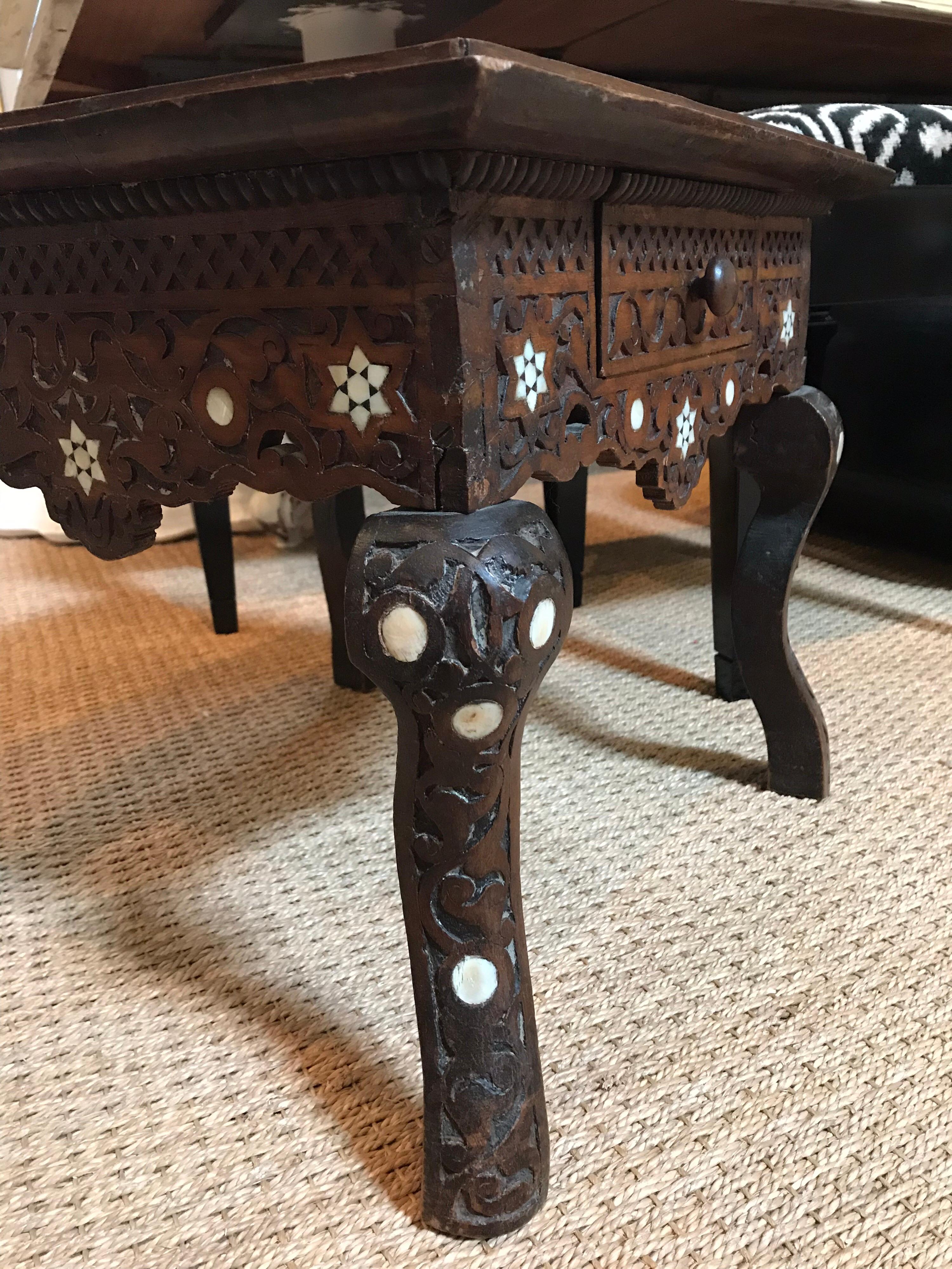Small Syrian Inlaid Table with Drawer 5