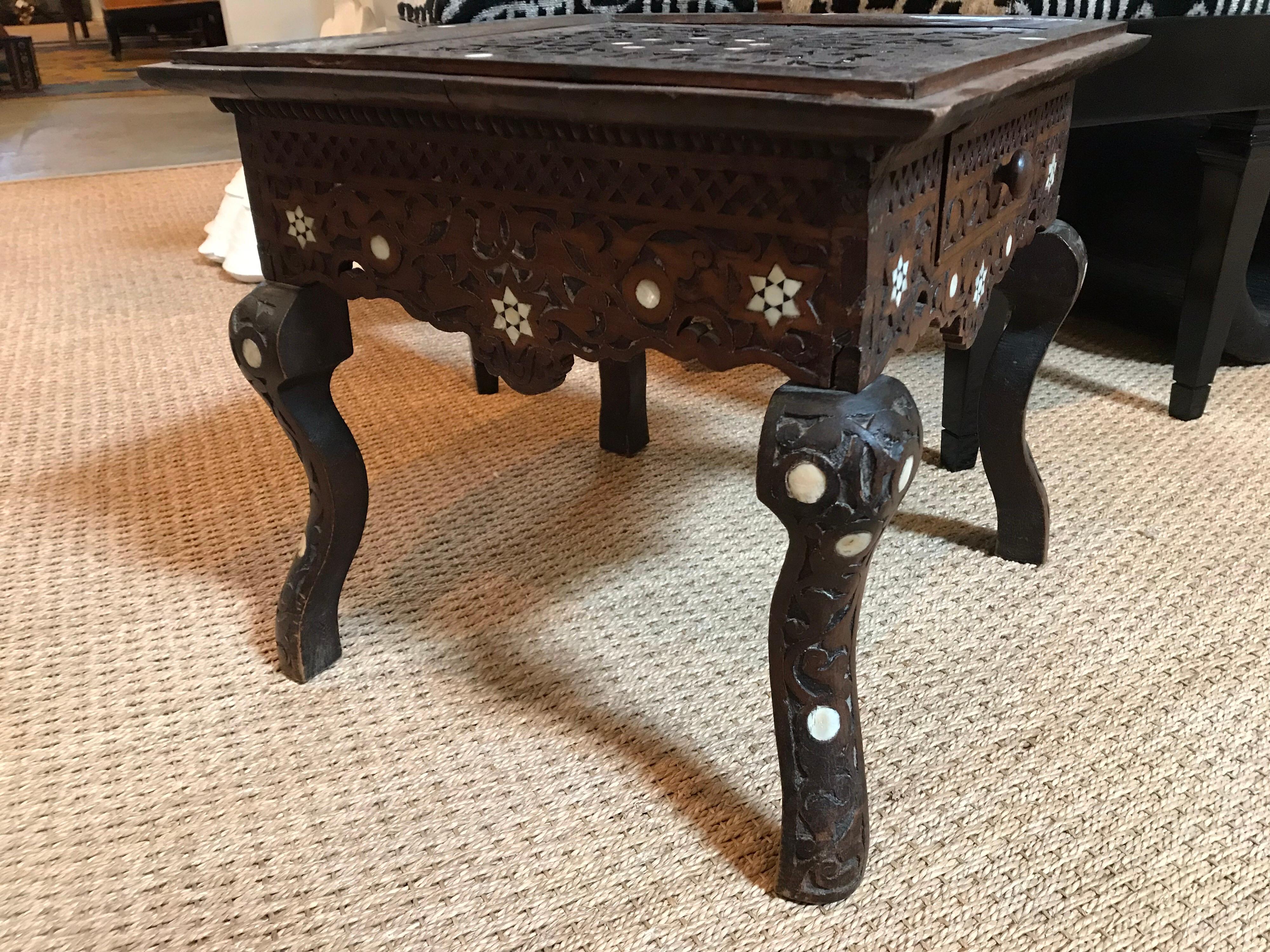 Small Syrian Inlaid Table with Drawer 4