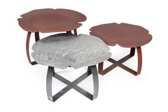 Small Table Andy Iron Tall, Flower Shape, Lacquered Iron, Italy