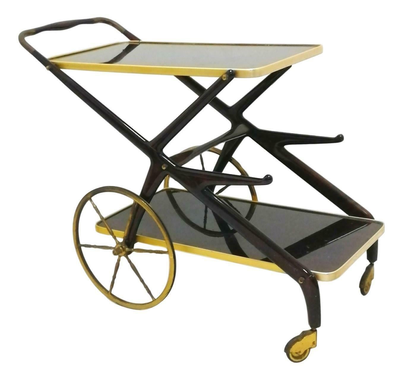 Italian Small Table Bar Cart Design Cesare Lacca, 1960s For Sale
