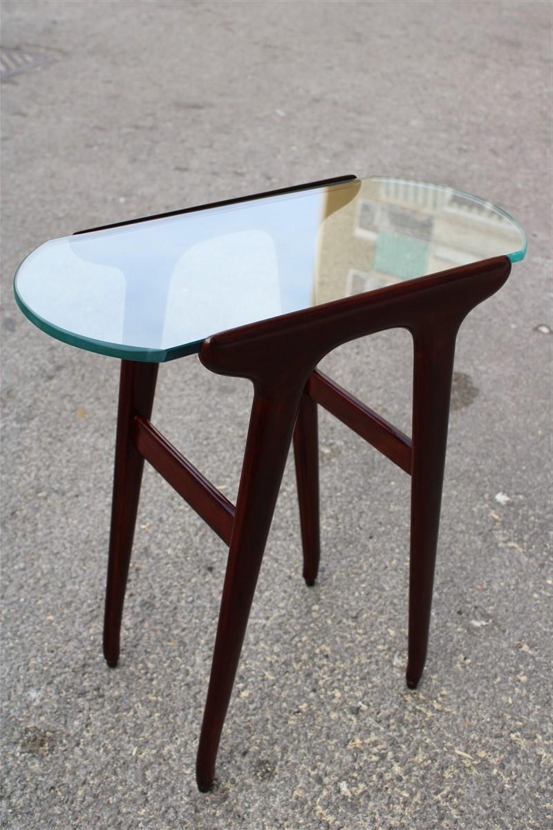 Mid-Century Modern Small Table Coffee Cesare Lacca Midcentury Italian Design Mahogany Glass Top