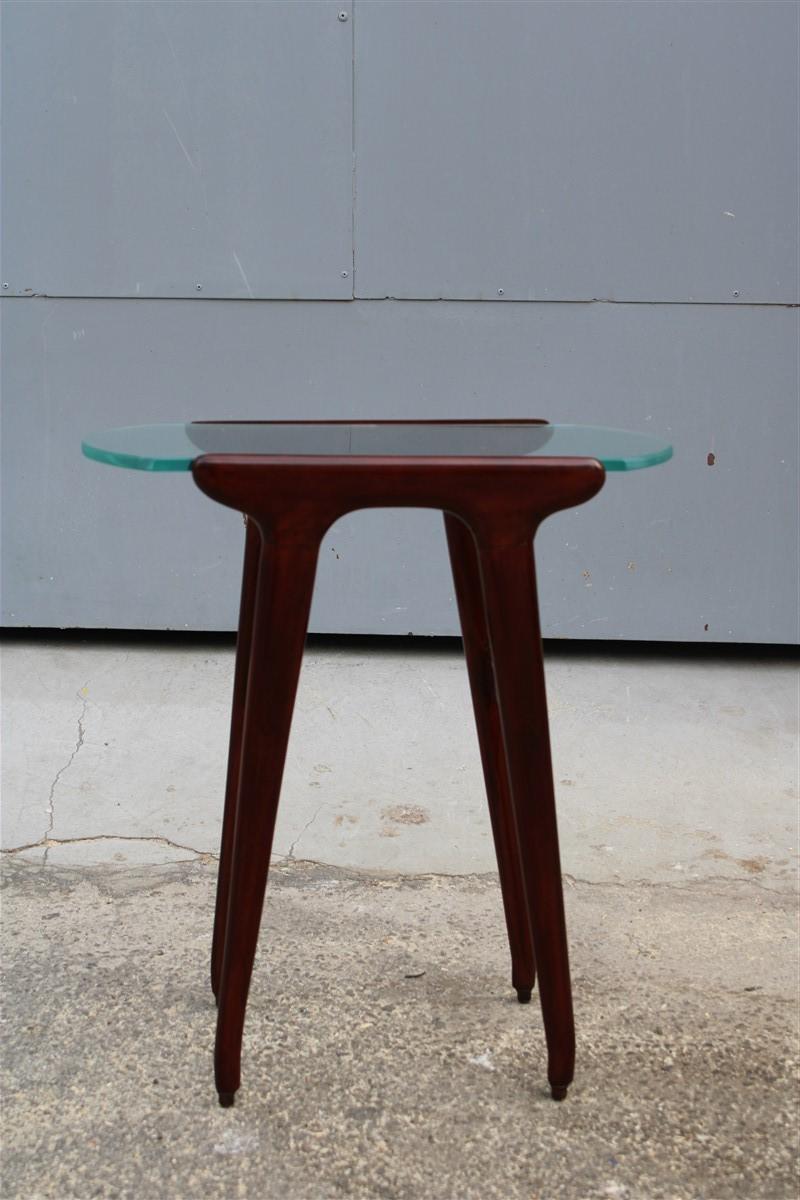 European Small Table Coffee Cesare Lacca Midcentury Italian Design Mahogany Glass Top