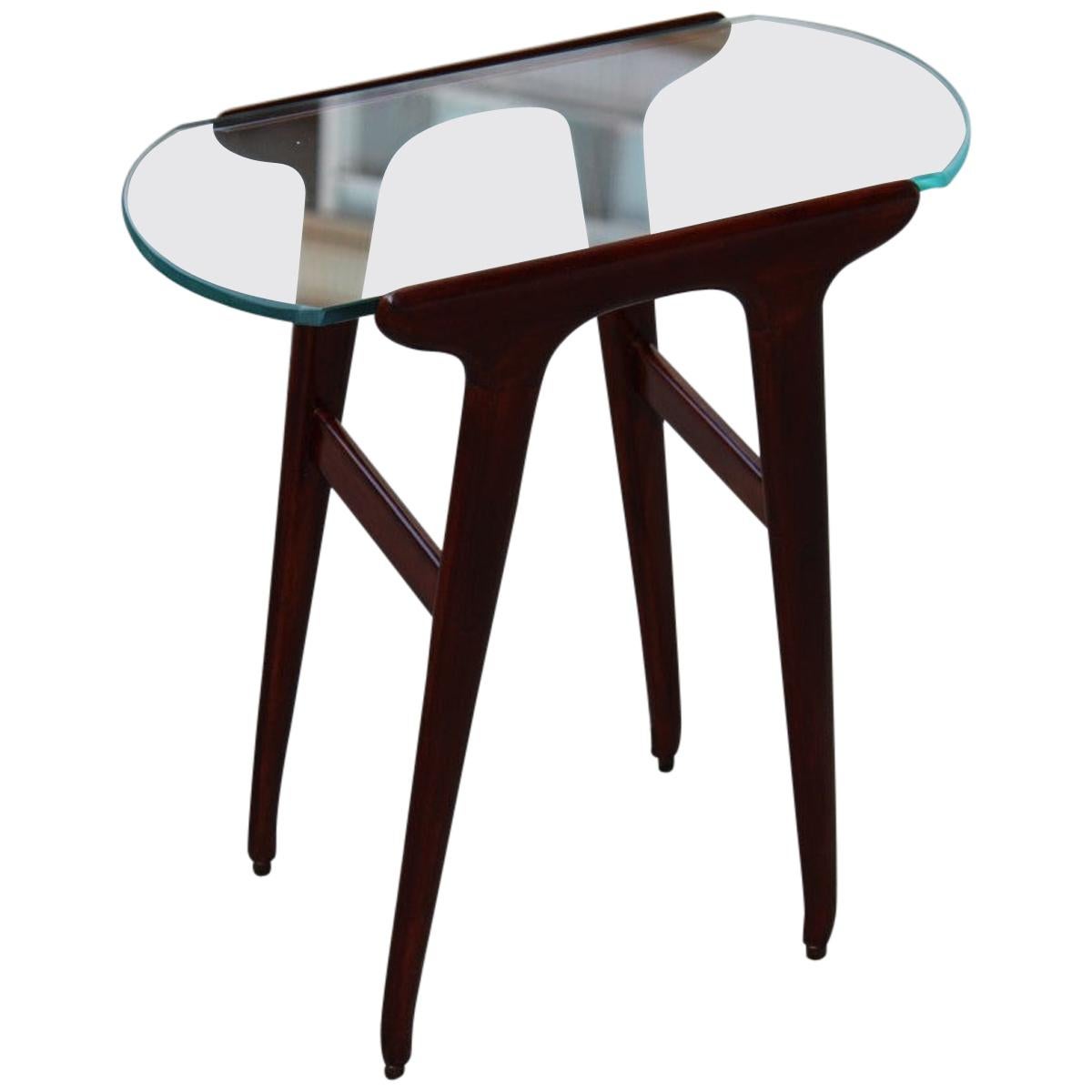 Small Table Coffee Cesare Lacca Midcentury Italian Design Mahogany Glass Top