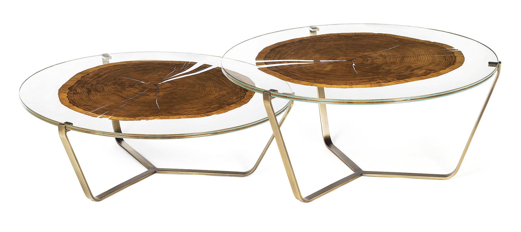Modern Small Table Cortina, in Glass and Clear Wood, Italy For Sale