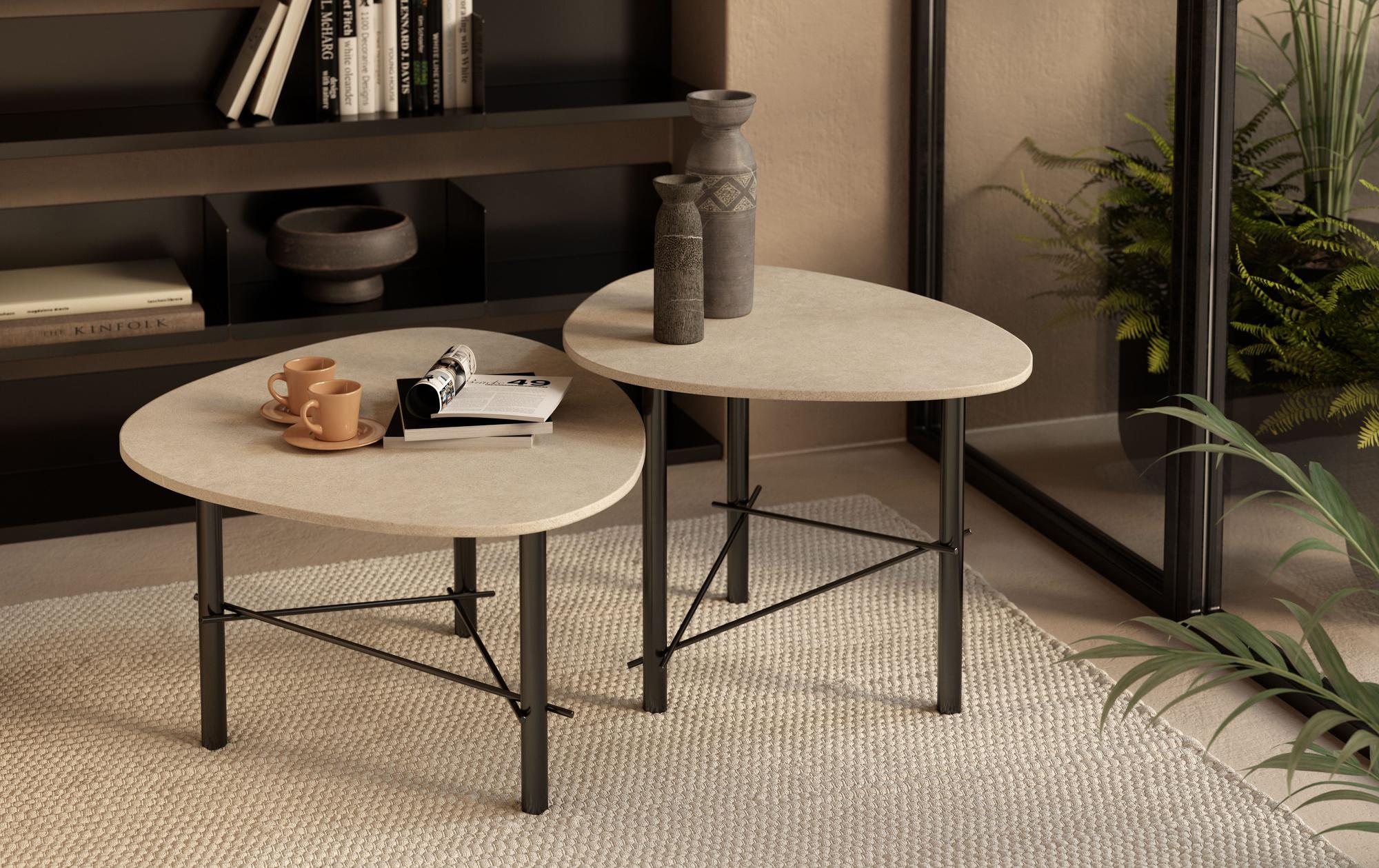 European Small Table in Metal and Ceramic 