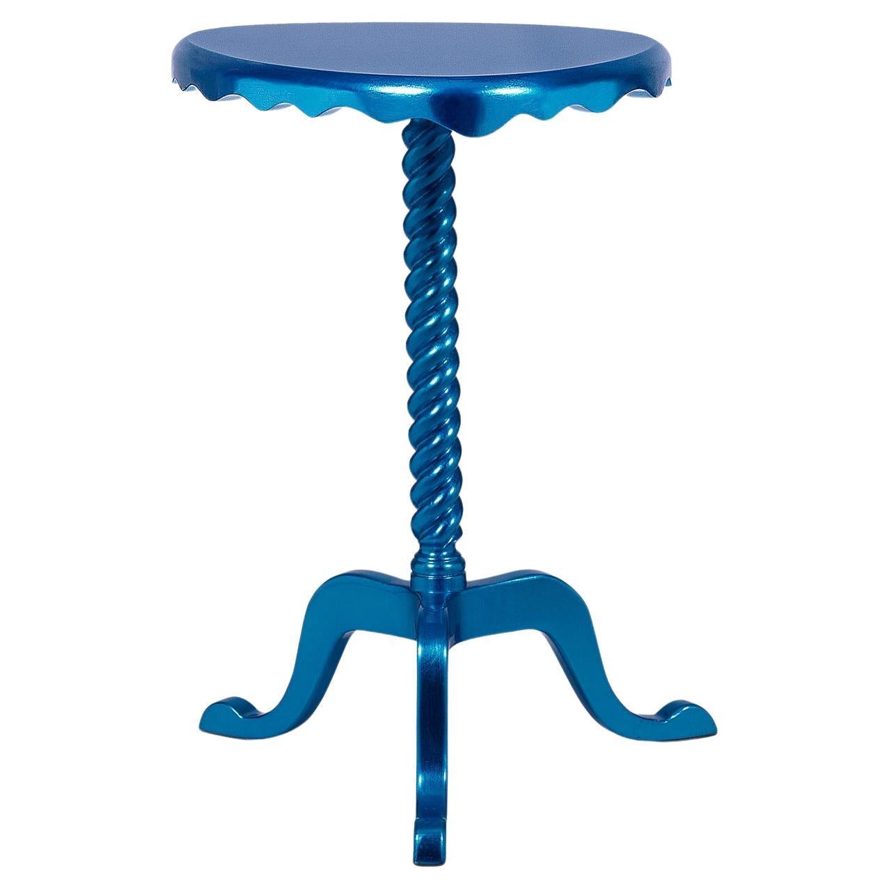 Small Table in Peinted Blue Wood For Sale