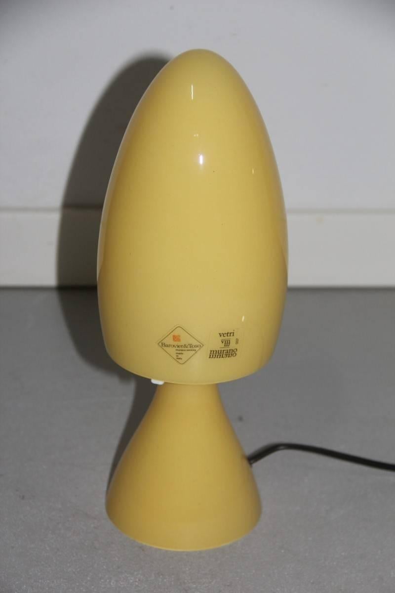 Small Table Lamp Barovier & Toso Murano Art Glass Yellow Color In Excellent Condition For Sale In Palermo, Sicily