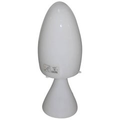 Kleine Tischlampe Barovier & Toso aus Murano-Kunstglas in weißer Farbe