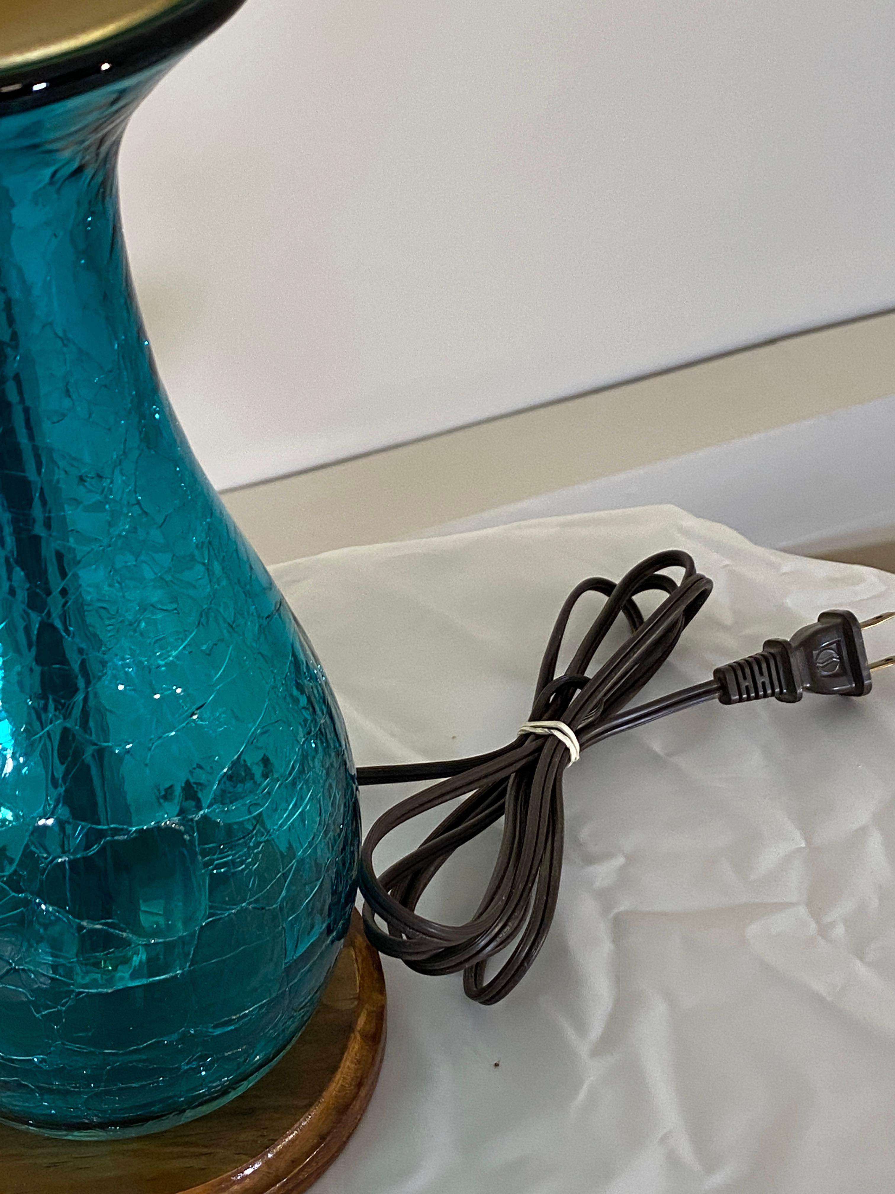 Late 20th Century Small Table Lamp by Blenko in Teal