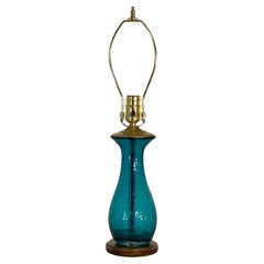 Small Table Lamp by Blenko in Teal