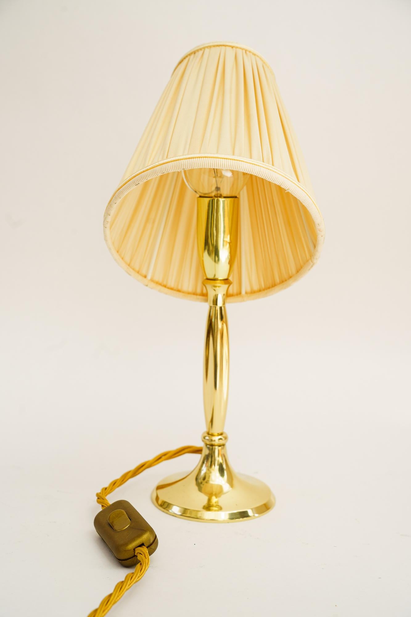 Austrian Small Table lamp with fabric shade vienna around 1950s For Sale