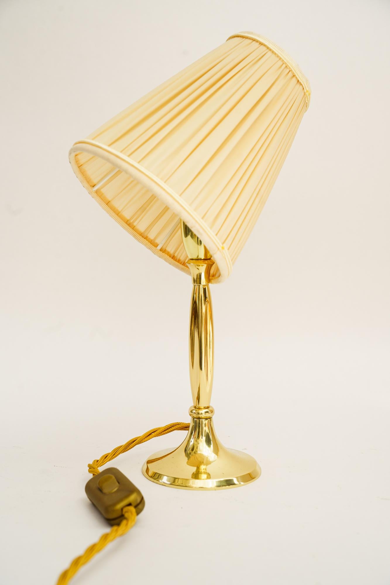 Lacquered Small Table lamp with fabric shade vienna around 1950s For Sale