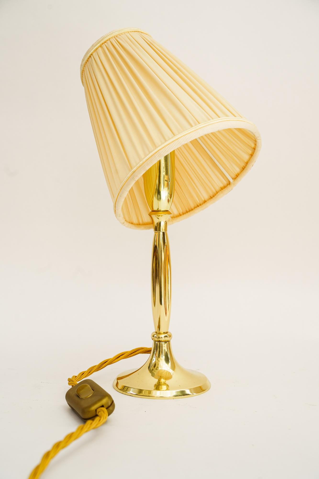 Small Table lamp with fabric shade vienna around 1950s In Good Condition For Sale In Wien, AT