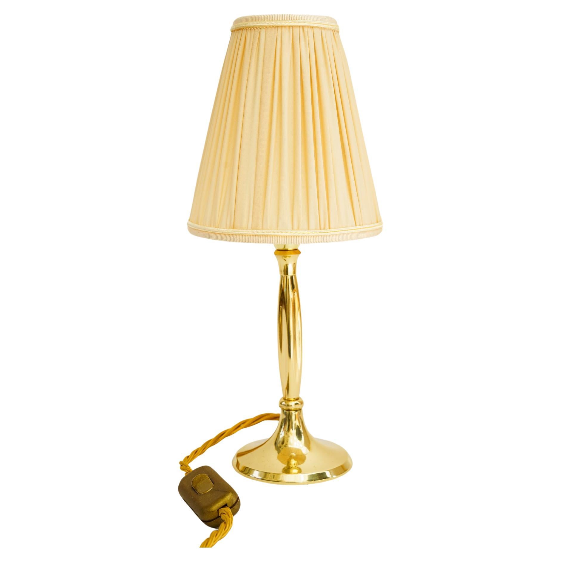 Small Table lamp with fabric shade vienna around 1950s For Sale