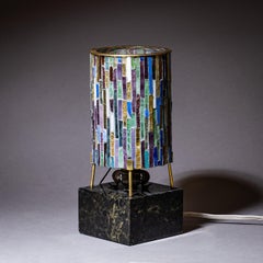 Small Table Lamp with Glass Shade, Mid-20th Century